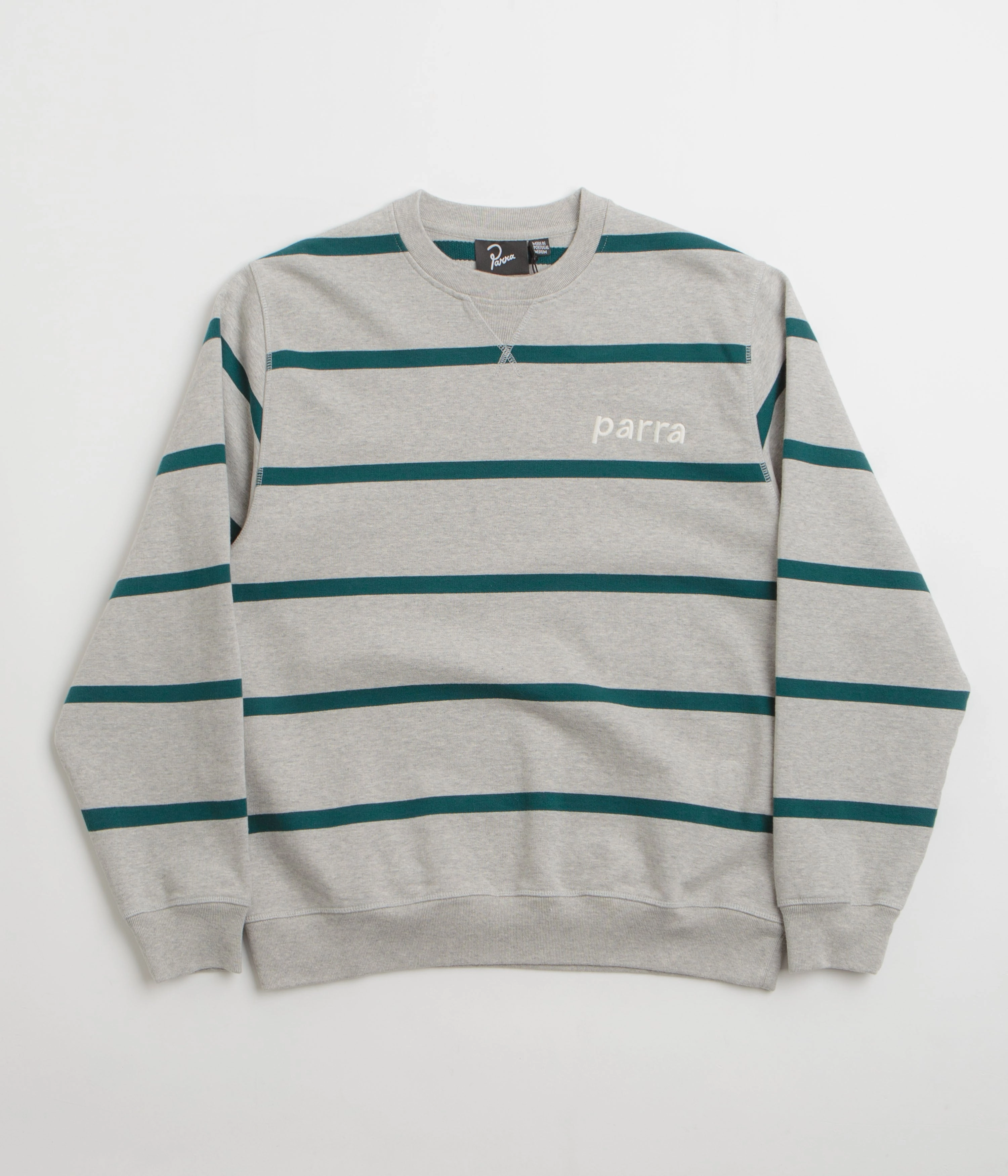 Warm And Comfortable Relaxed Silhouette by Parra Pristine Striper Crewneck Sweatshirt - Heather Grey