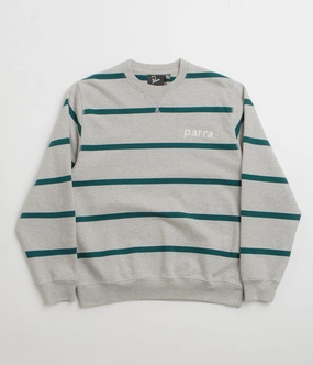 Warm And Comfortable Relaxed Silhouette by Parra Pristine Striper Crewneck Sweatshirt - Heather Grey