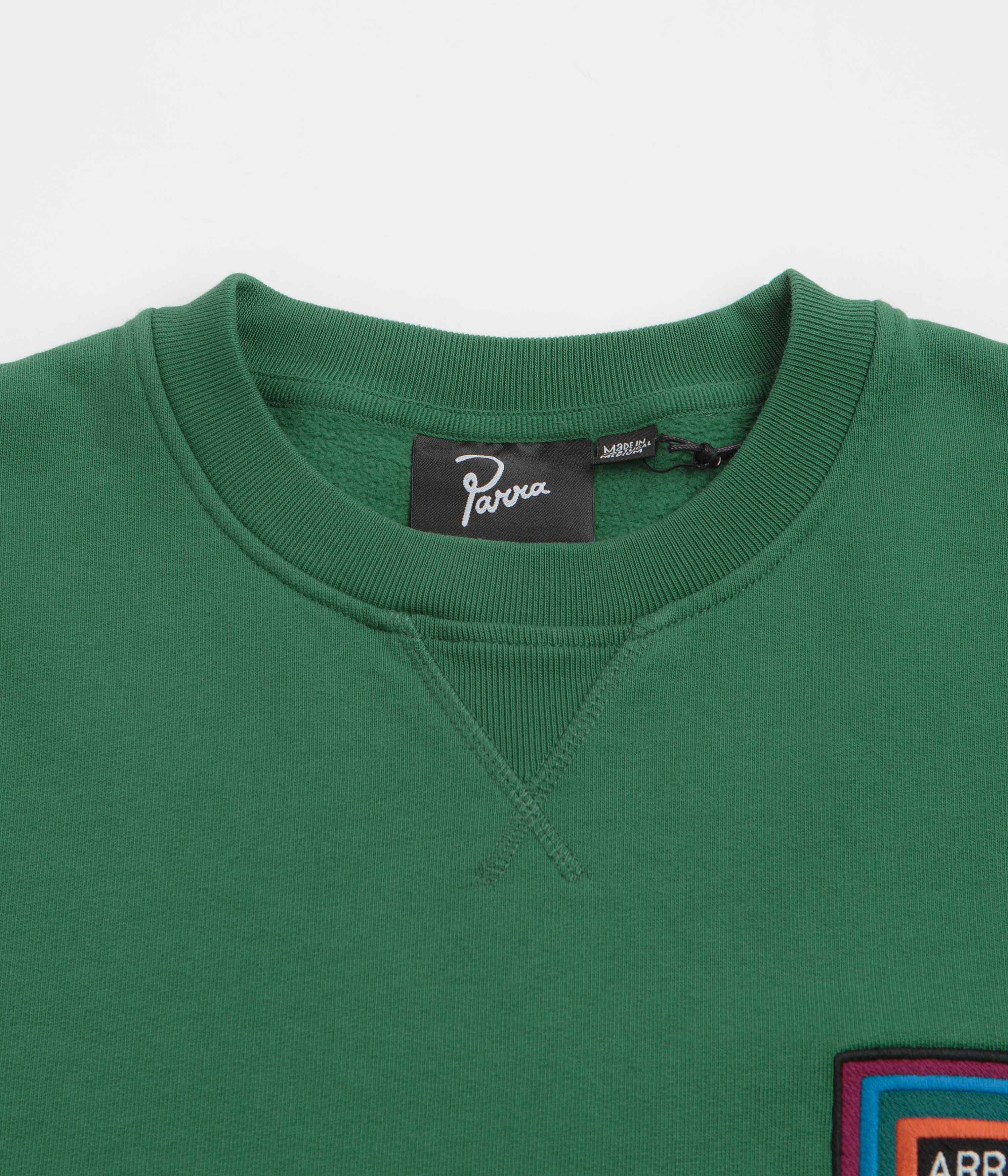 by Parra Repeat Pea Crewneck Sweatshirt - Green Ribbed Hem Detailing