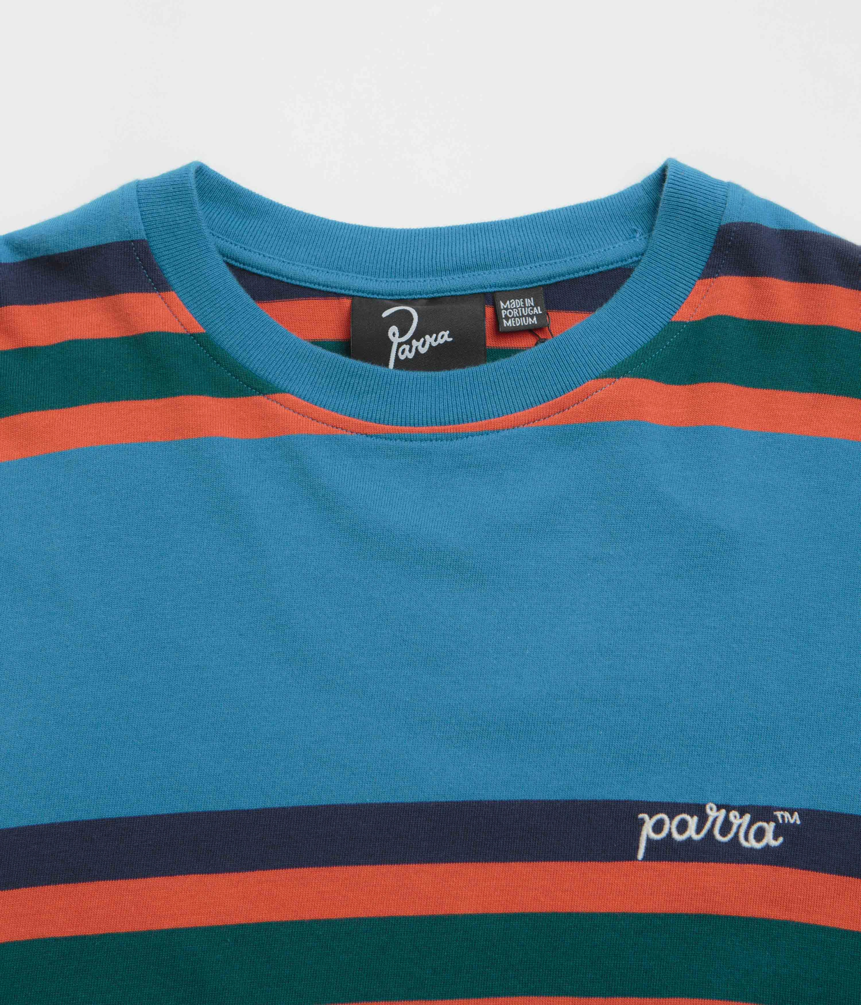 by Parra Script Striped T-Shirt - Blue Fashion-Ready
