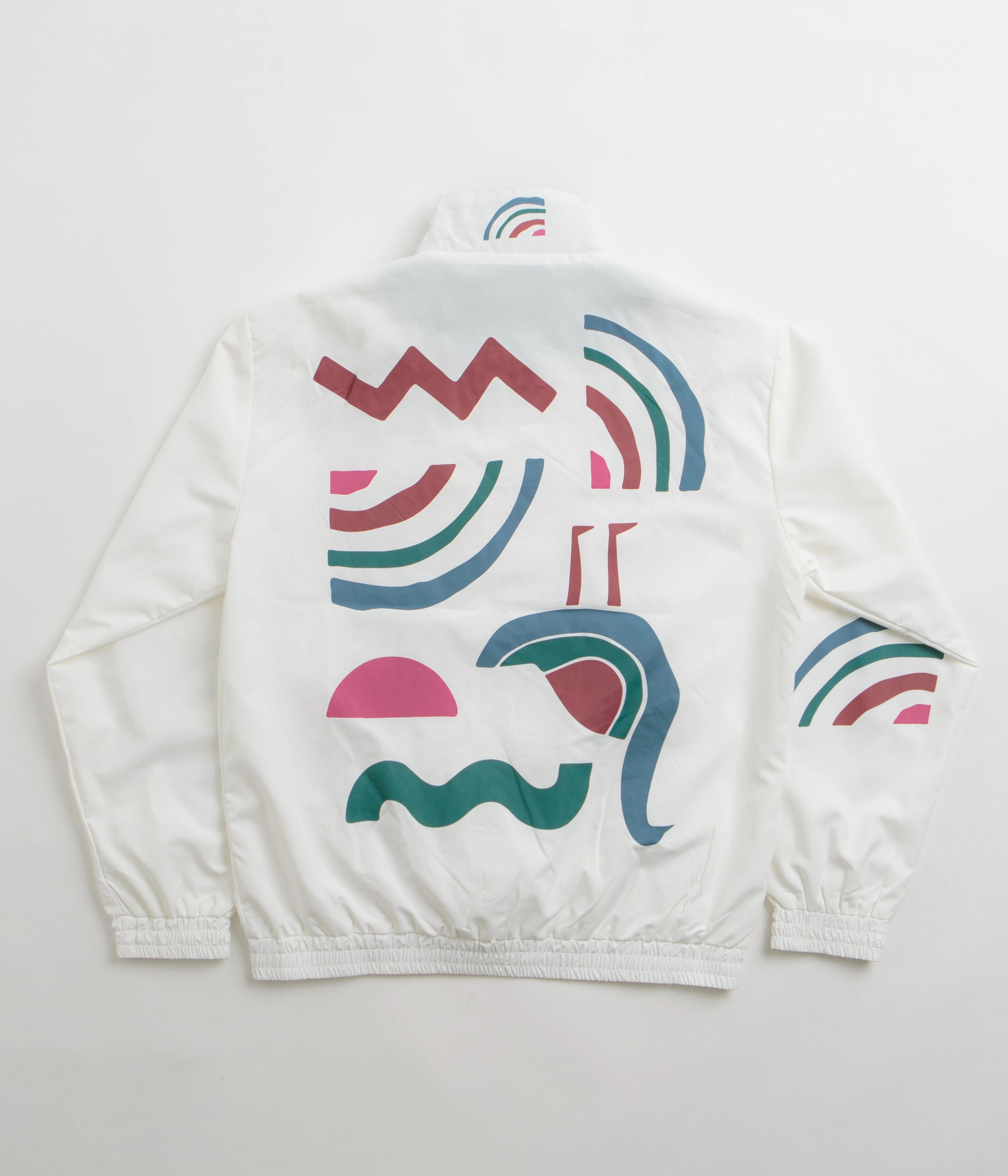 Stretch Paneling Structured Casual Fit by Parra Tennis Maybe Track Jacket - White