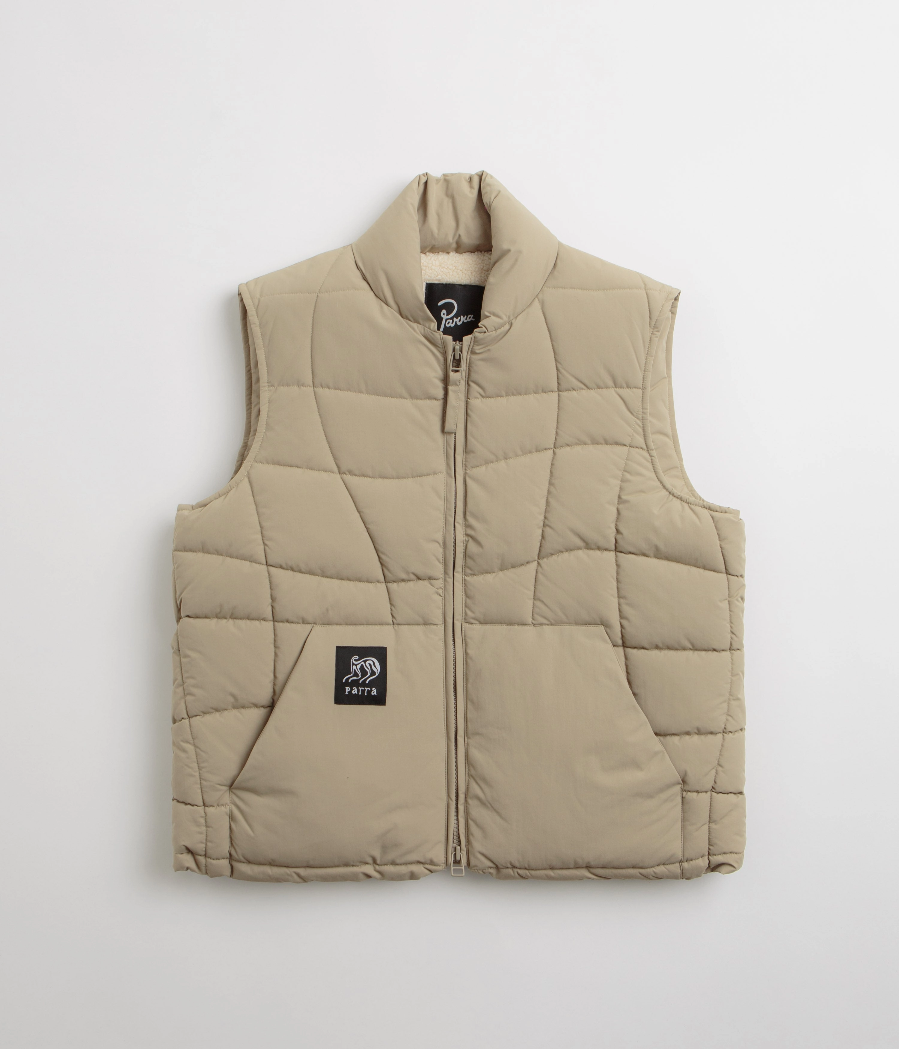 Eco Friendly Textile Multi Use Piece by Parra Waved Alien Puffer Vest - Tan