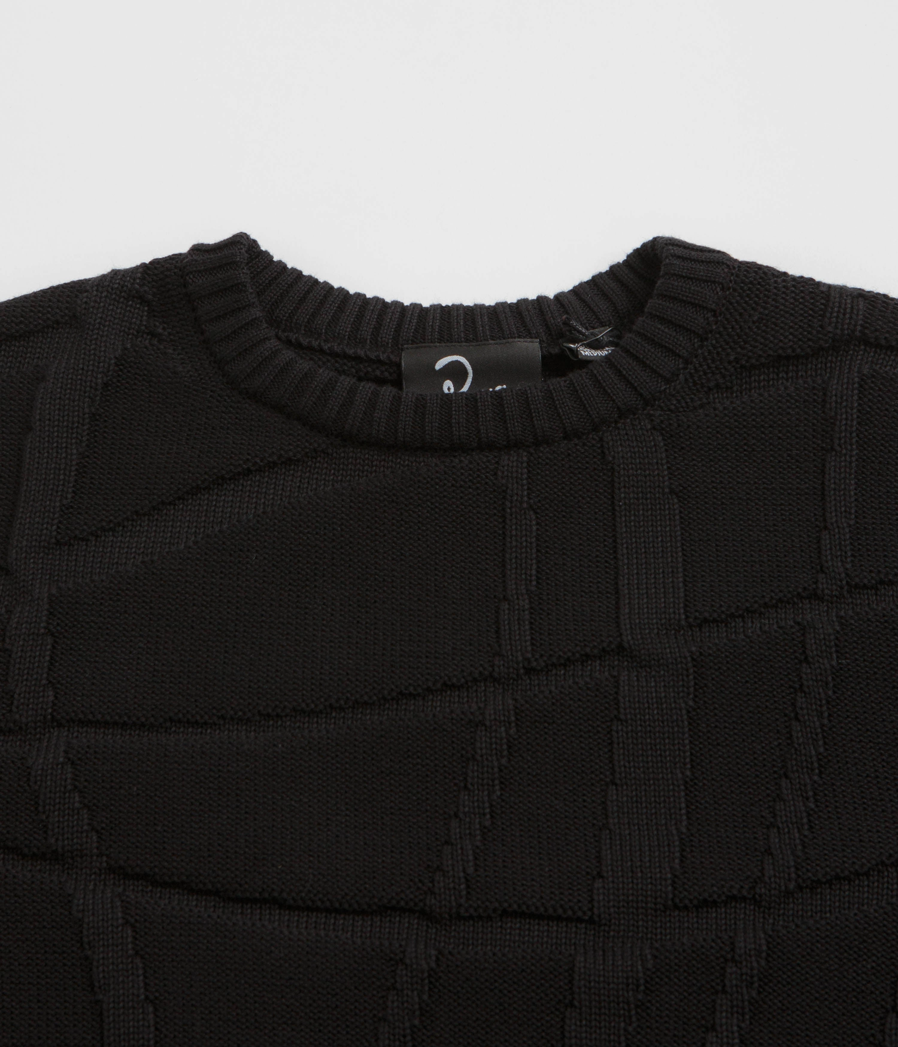 by Parra Your Boring Abstract Village Knitted Sweatshirt - Black Lightweight Knit Flex Knit Ribbing