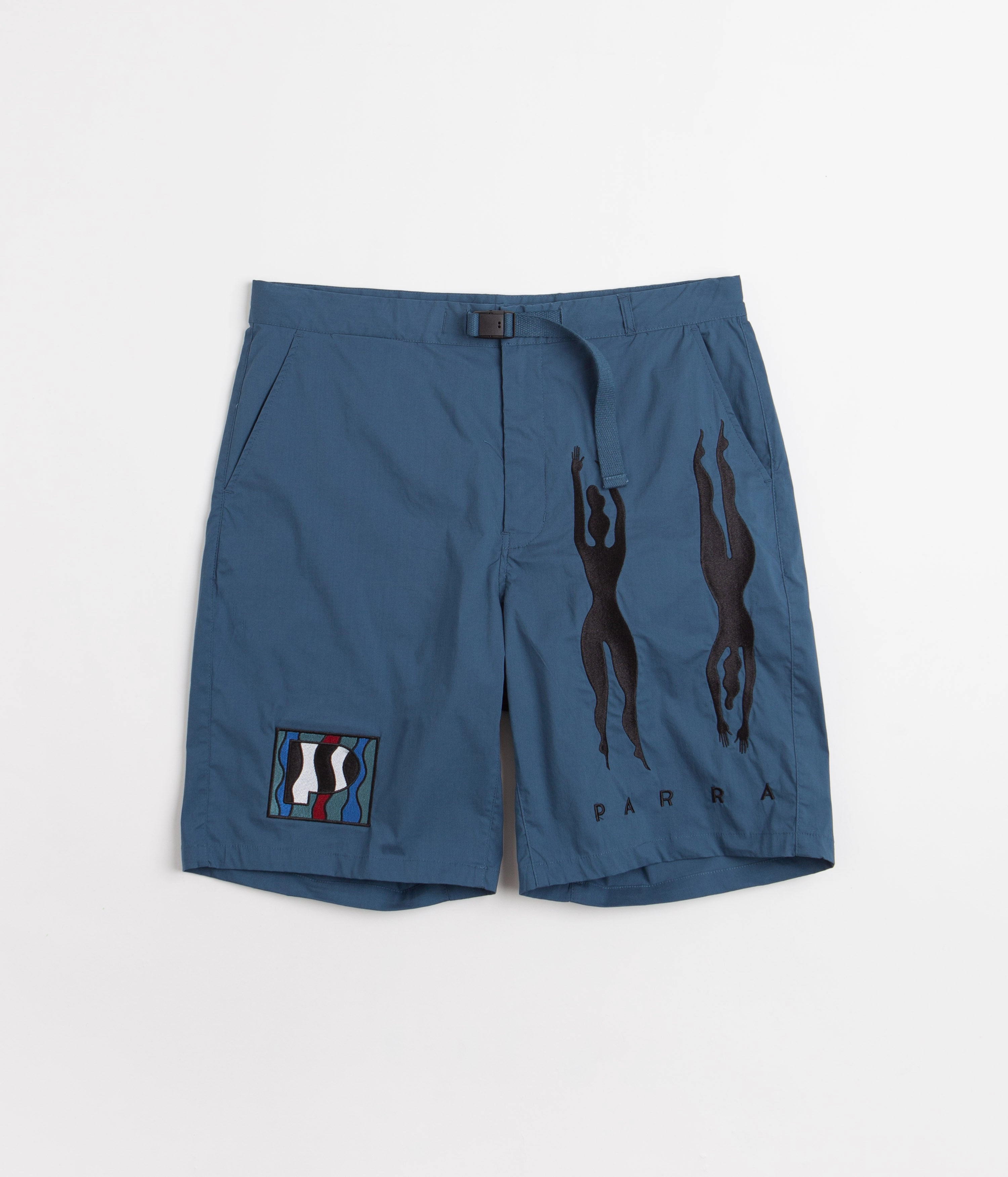 by Parra Zebra Striped P Shorts - Teal Soft Waist