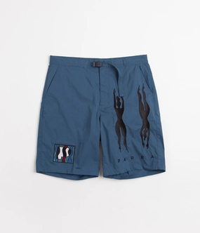 by Parra Zebra Striped P Shorts - Teal Soft Waist
