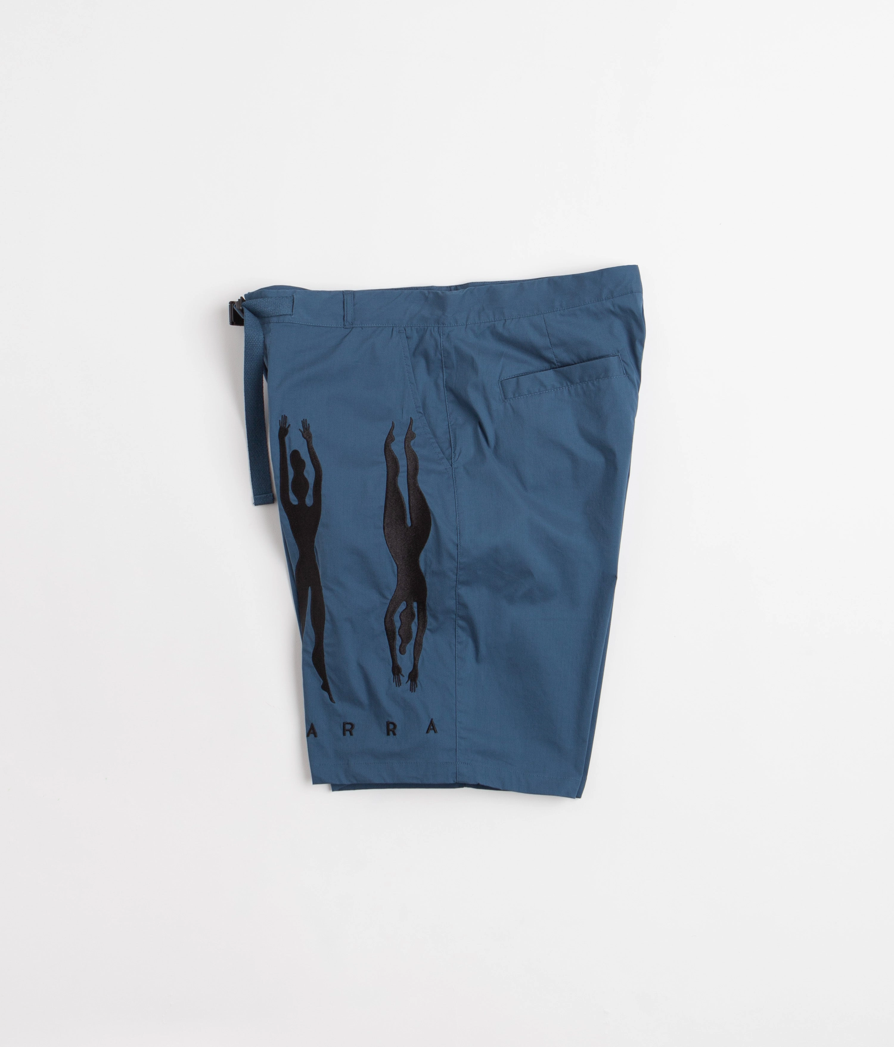 by Parra Zebra Striped P Shorts - Teal Wool blend Casual Fit Design