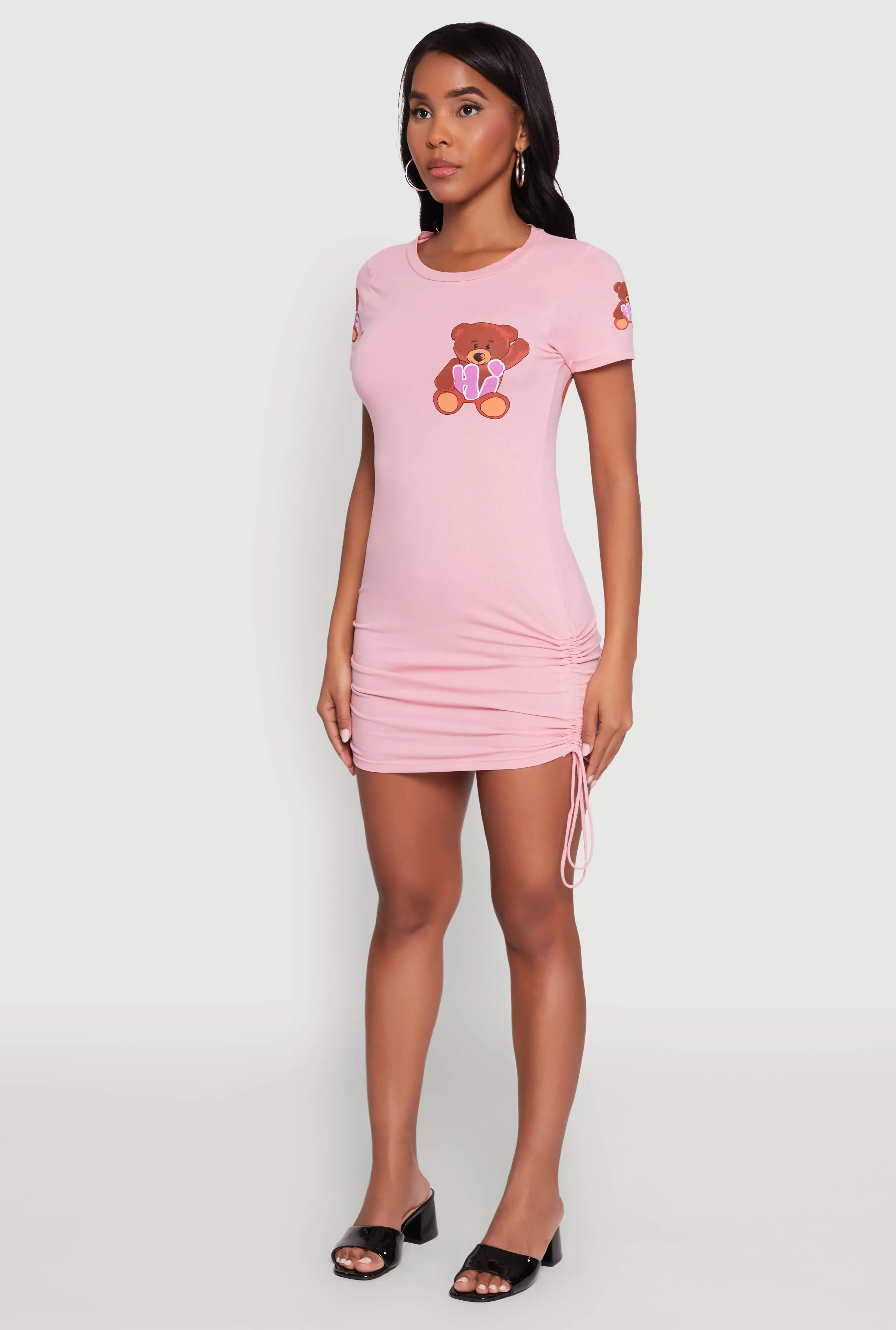 Bye Bear Graphic Short Sleeve T Shirt Dress Vibe Choice