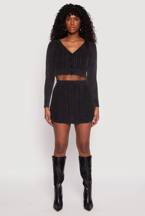 Cable Knit High Waisted Mini Skirt Vibrant color Soft Texture