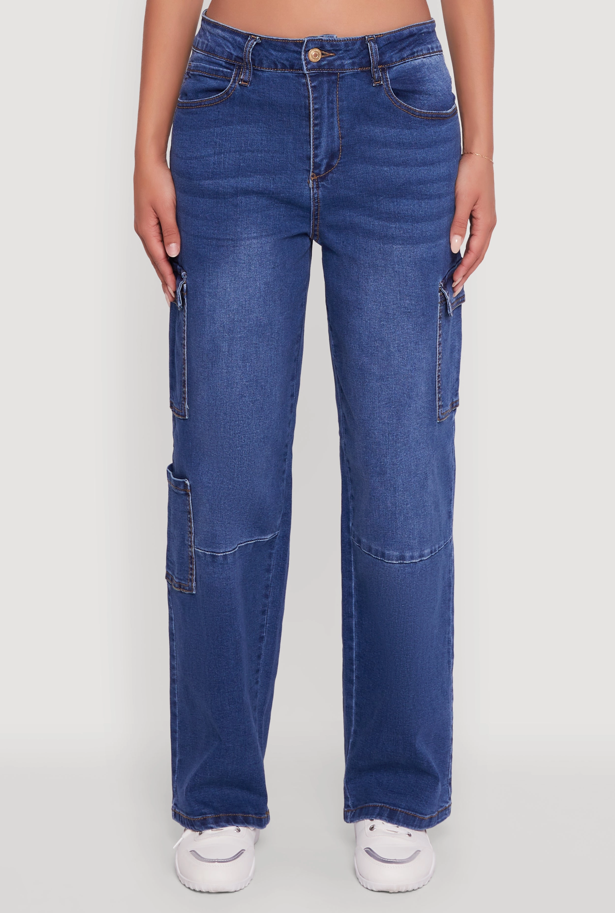 WAX Wide Leg Flap Pocket Cargo Jeans Neutral design