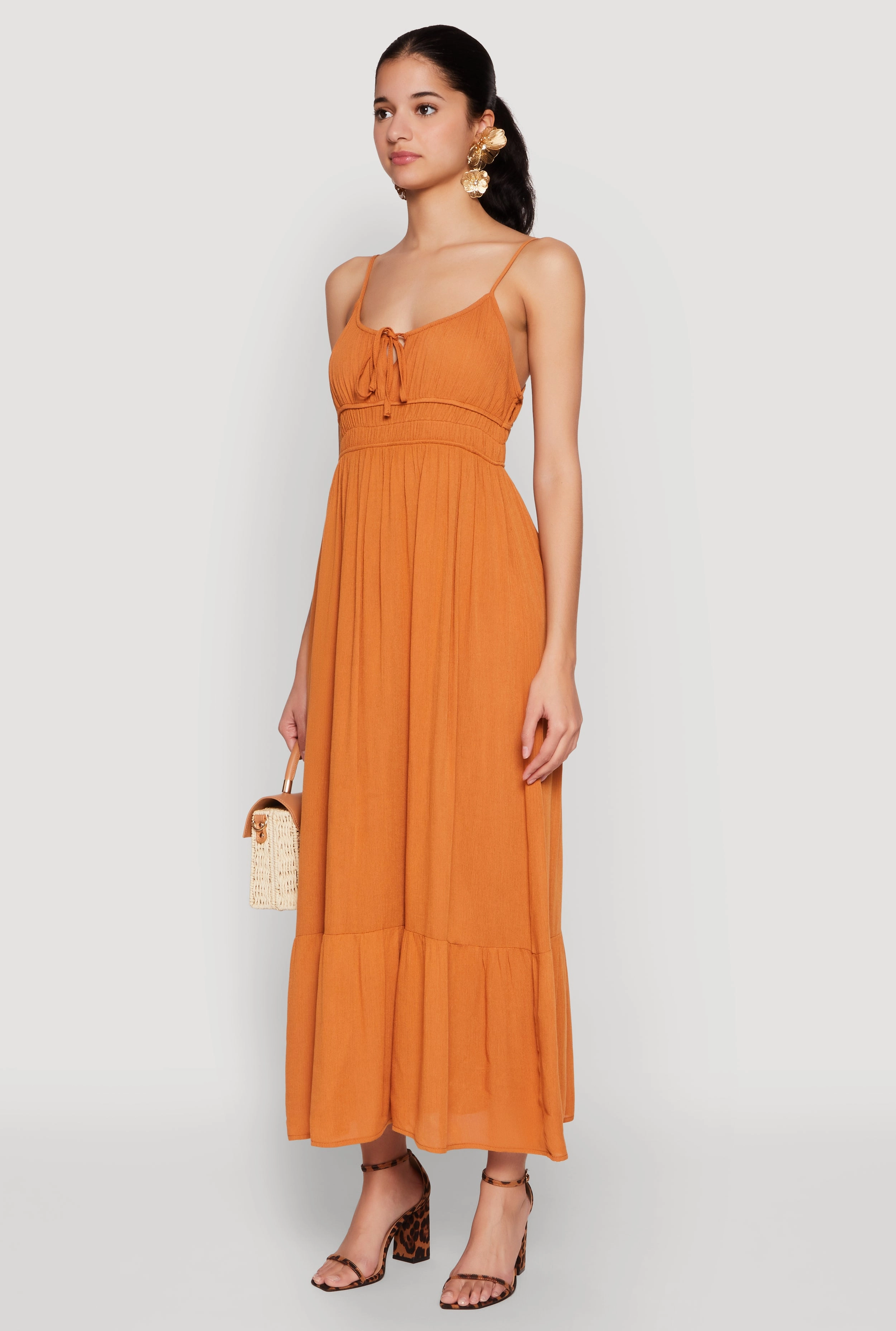 Tie Front Keyhole Maxi Dress Pure Look