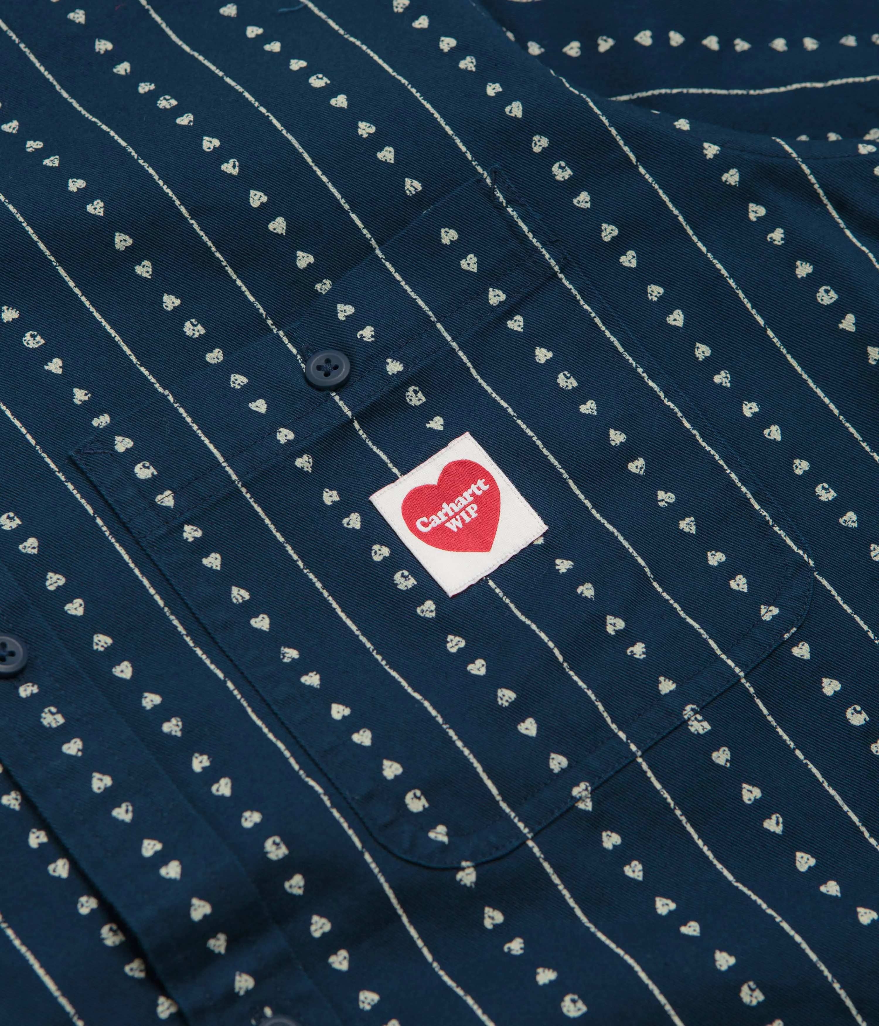 Carhartt Drewe Short Sleeve Shirt - Heart C Pinstripe / Ink / Natural Travel-friendly