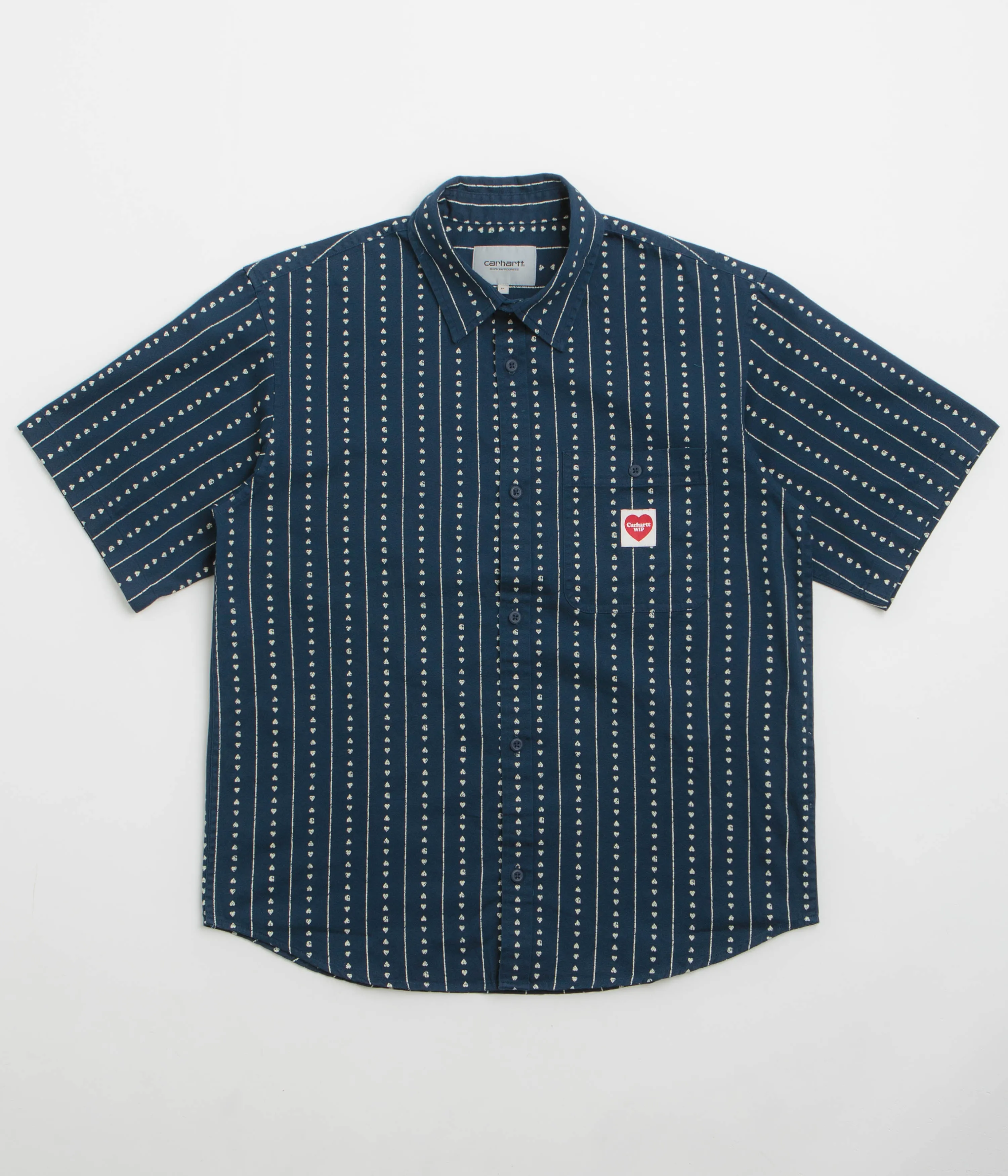Subtle design Carhartt Drewe Short Sleeve Shirt - Heart C Pinstripe / Ink / Natural