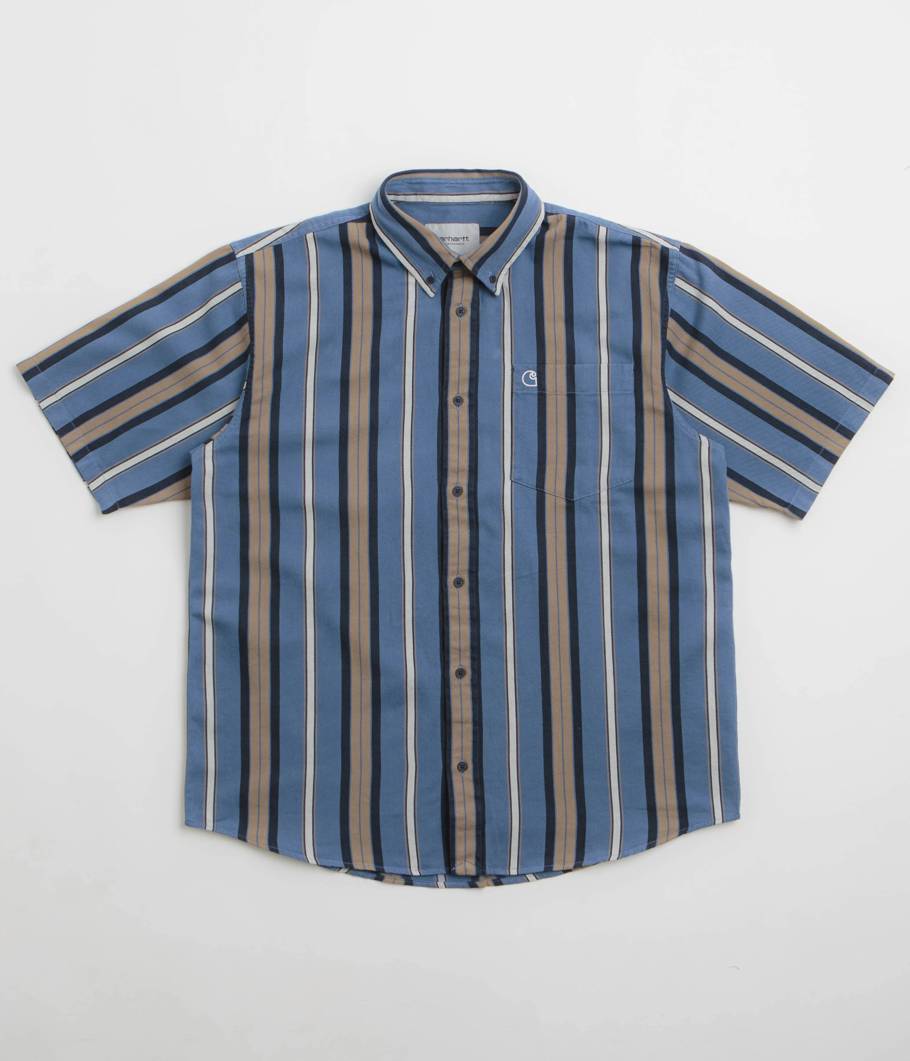 Multi Pocket Design Carhartt Jarrell Short Sleeve Shirt - Jarrell Stripe / Blue Iris / Wax