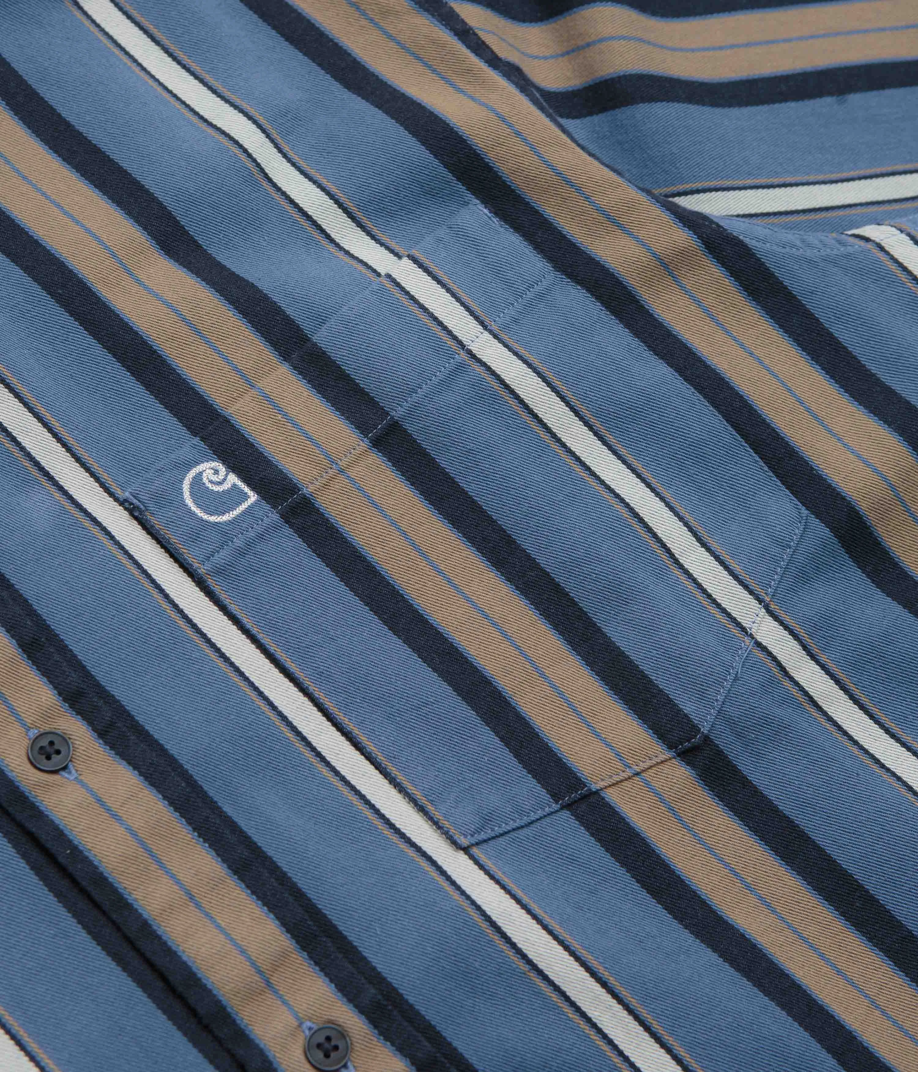 Carhartt Jarrell Short Sleeve Shirt - Jarrell Stripe / Blue Iris / Wax Lightweight Construction