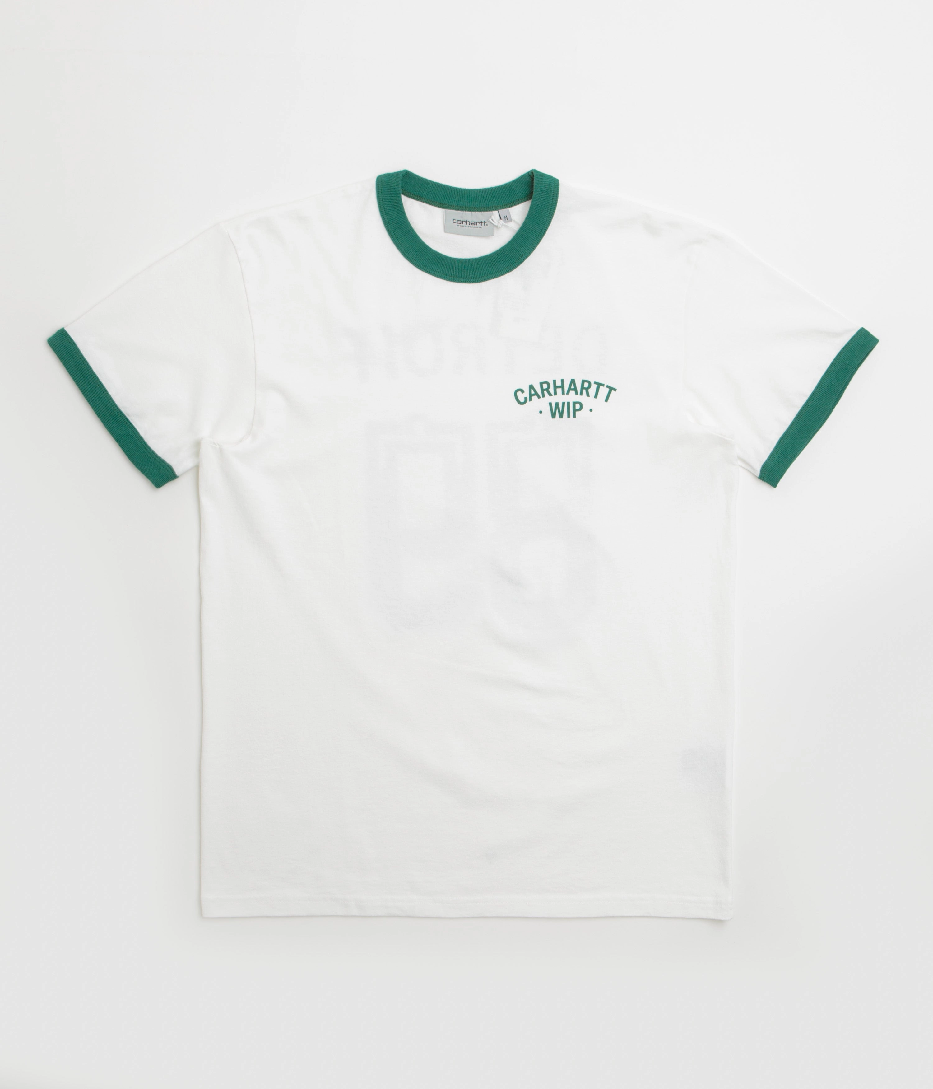 Sporty essentials Carhartt 89 Ringer T-Shirt - White / Rainforest