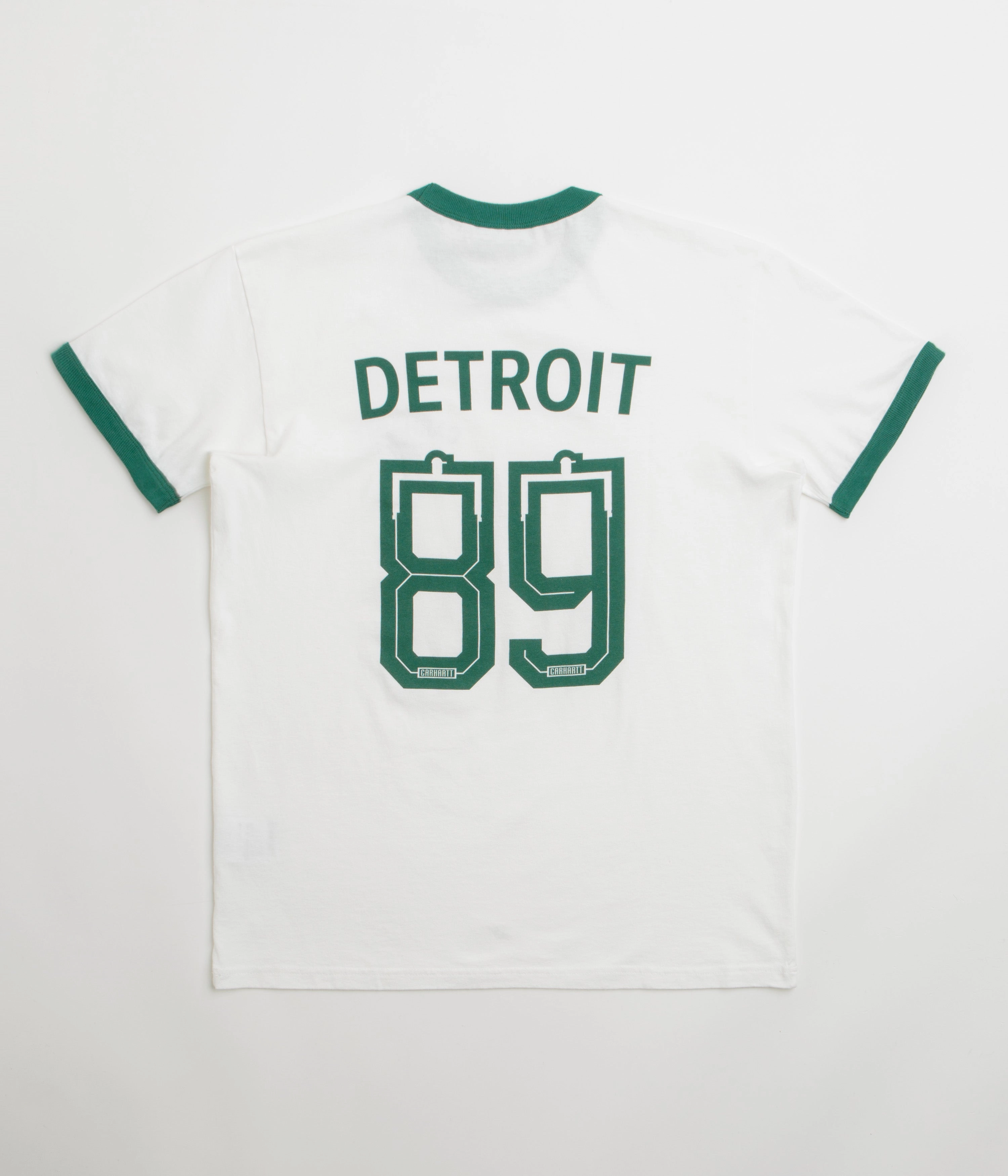 Carhartt 89 Ringer T-Shirt - White / Rainforest Non Restrictive Silhouette Trendy Comfort Fit