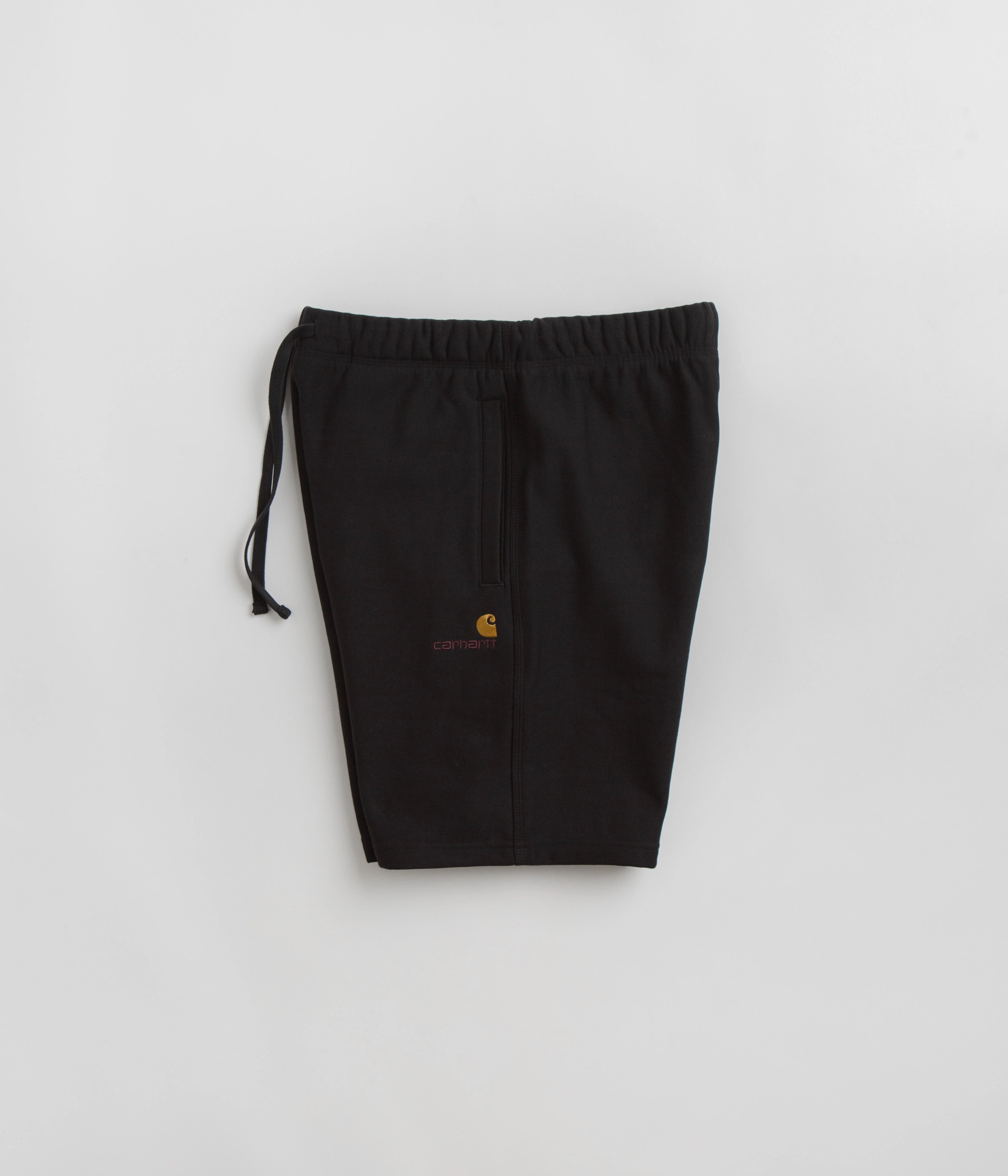 Carhartt American Script Sweat Shorts - Black Non Cling Material Quick Adjust