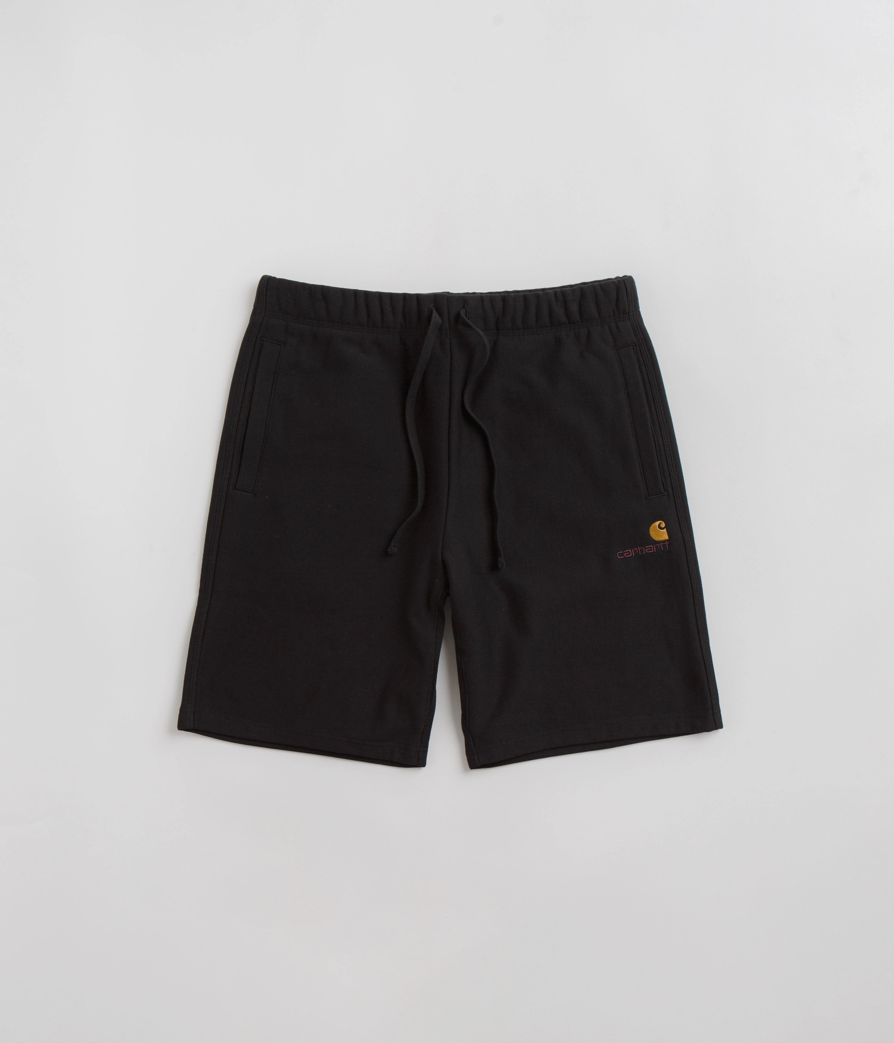 Carhartt American Script Sweat Shorts - Black Low Profile Zipper Anti Slip Waistband