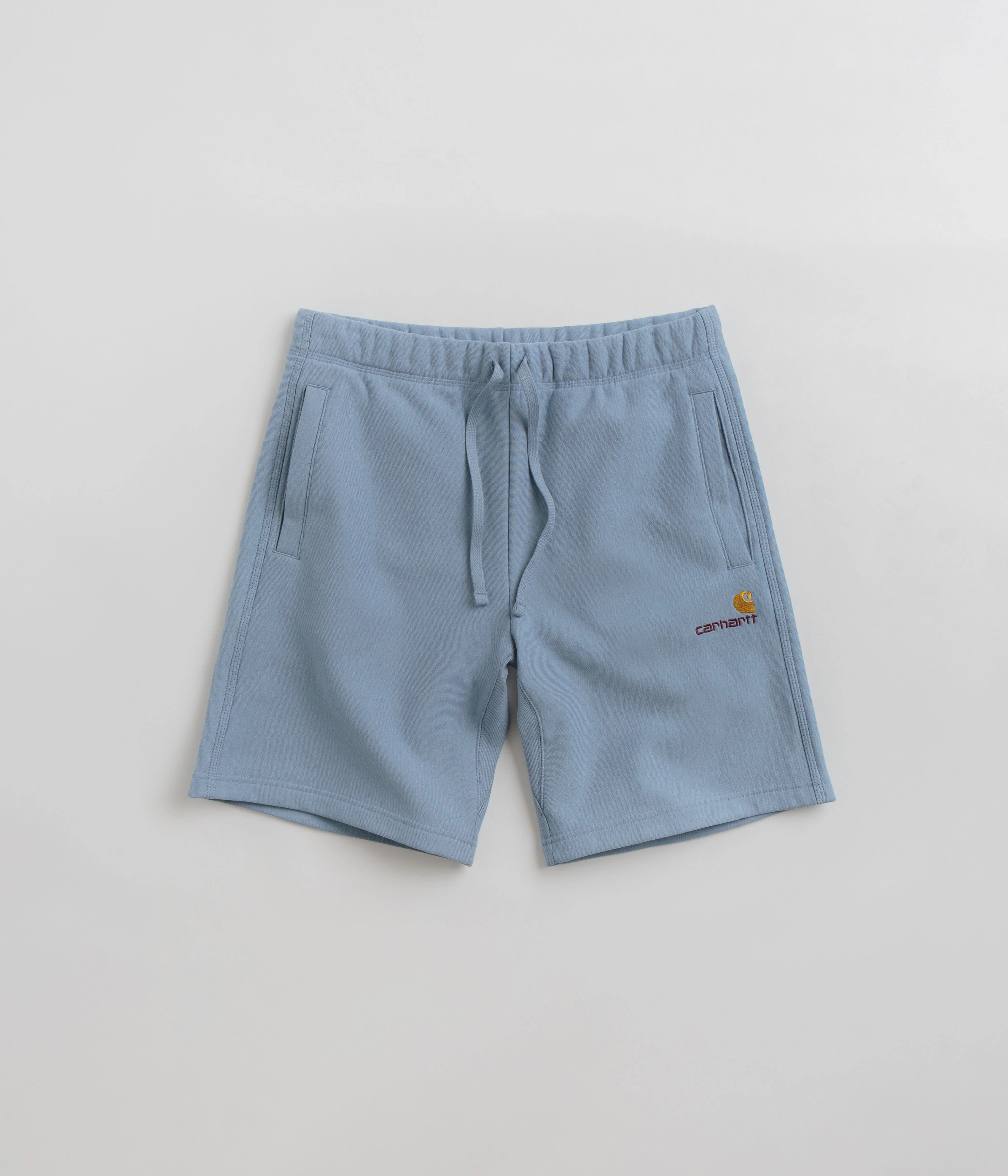 Carhartt American Script Sweat Shorts - Frosted Blue men's option Sweat Wicking Lining