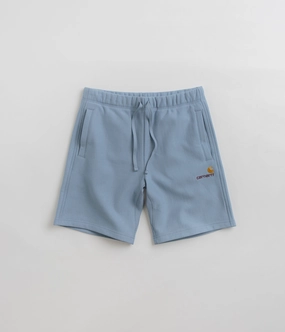 Carhartt American Script Sweat Shorts - Frosted Blue men's option Sweat Wicking Lining