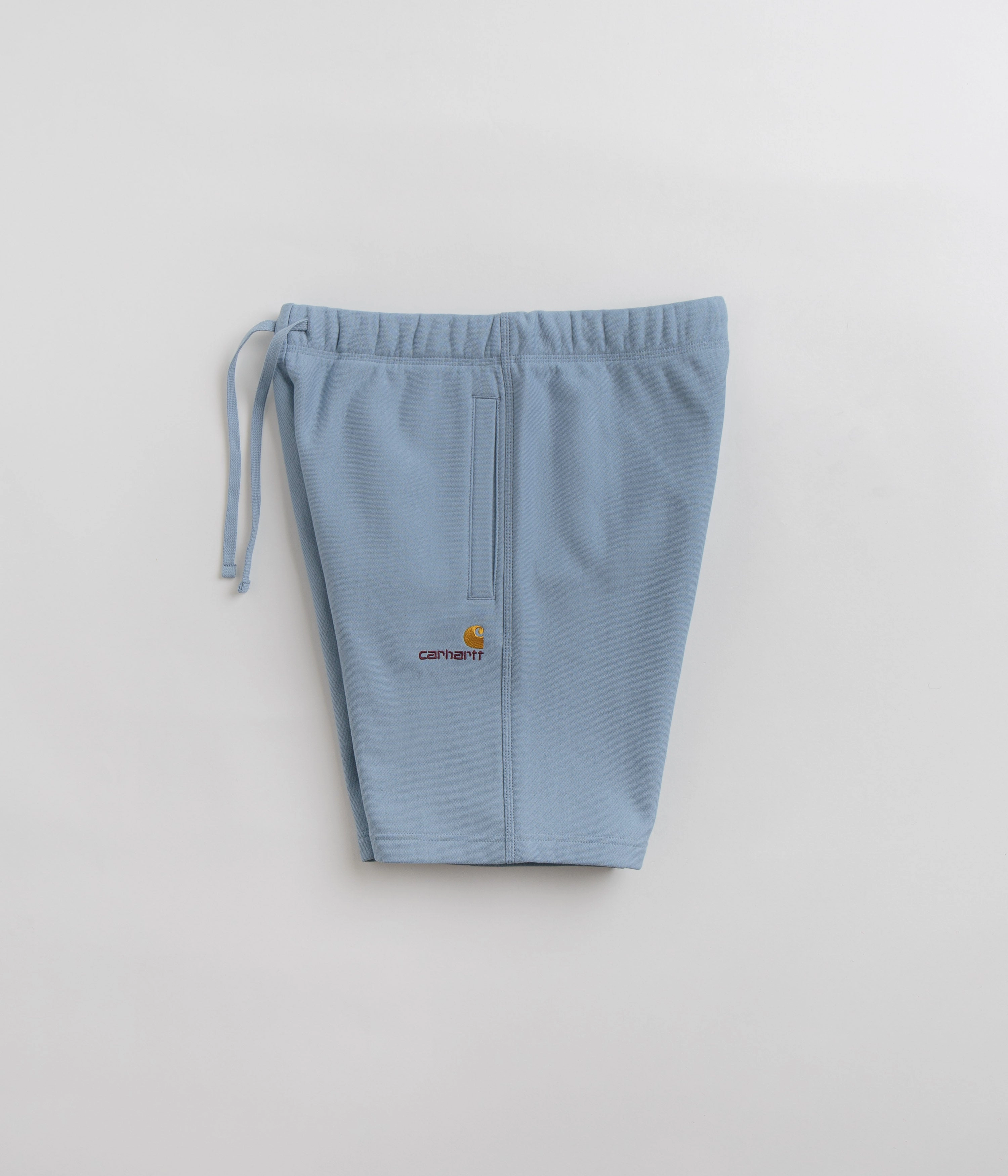 Moisture wicking Sweat Resistant Fabric Carhartt American Script Sweat Shorts - Frosted Blue