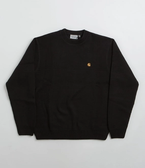 Carhartt Chane Crewneck Sweatshirt - Black / Gold Reinforced Shoulder Seams