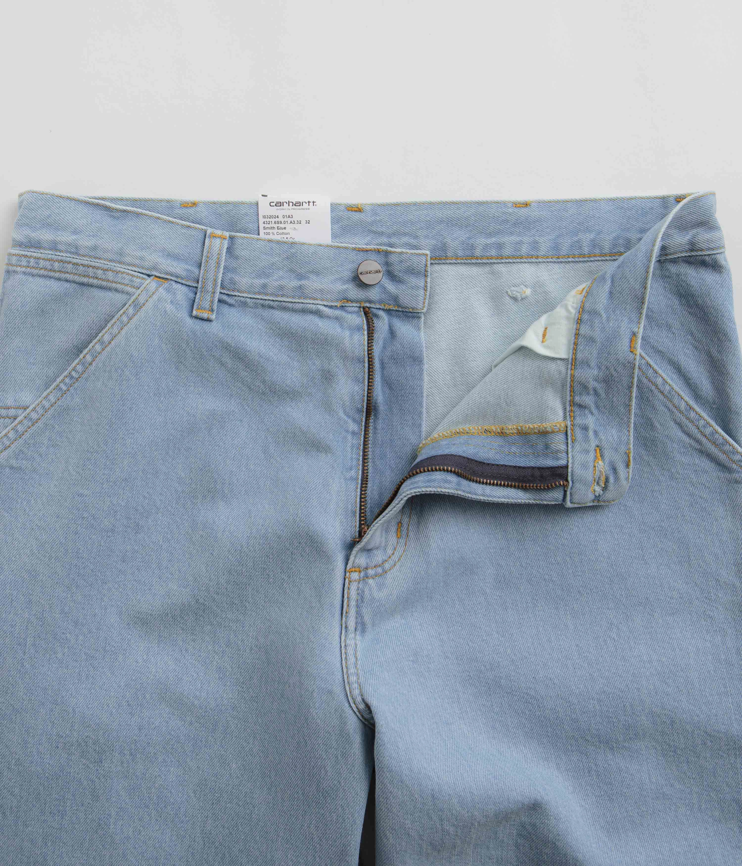 Workout-ready Anti Slip Waistband Carhartt Denim Single Knee Pants - Heavy Stone Bleached Blue