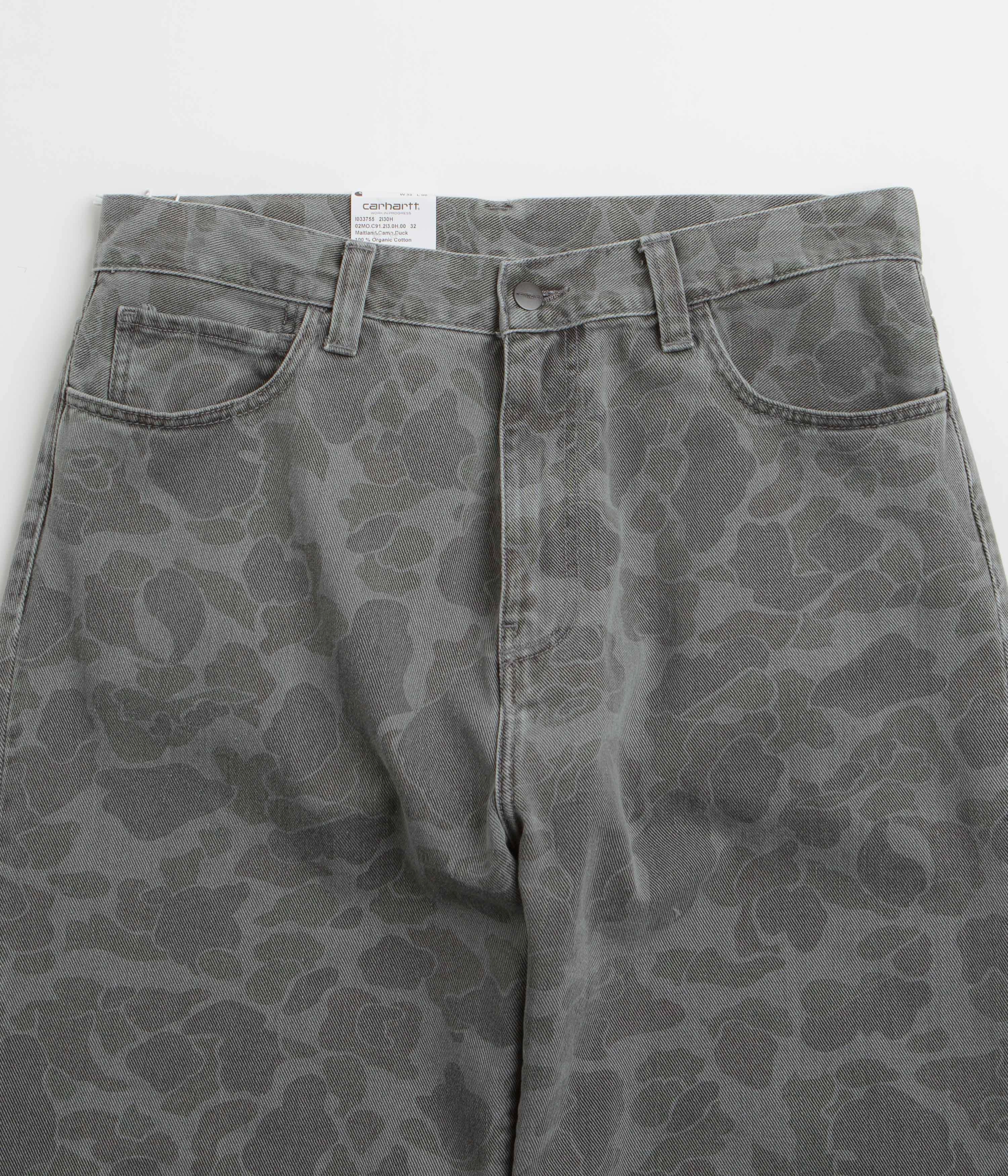 Everyday Comfort Fit Carhartt Duck Landon Pants - Camo Duck / Black Heavy Bleached