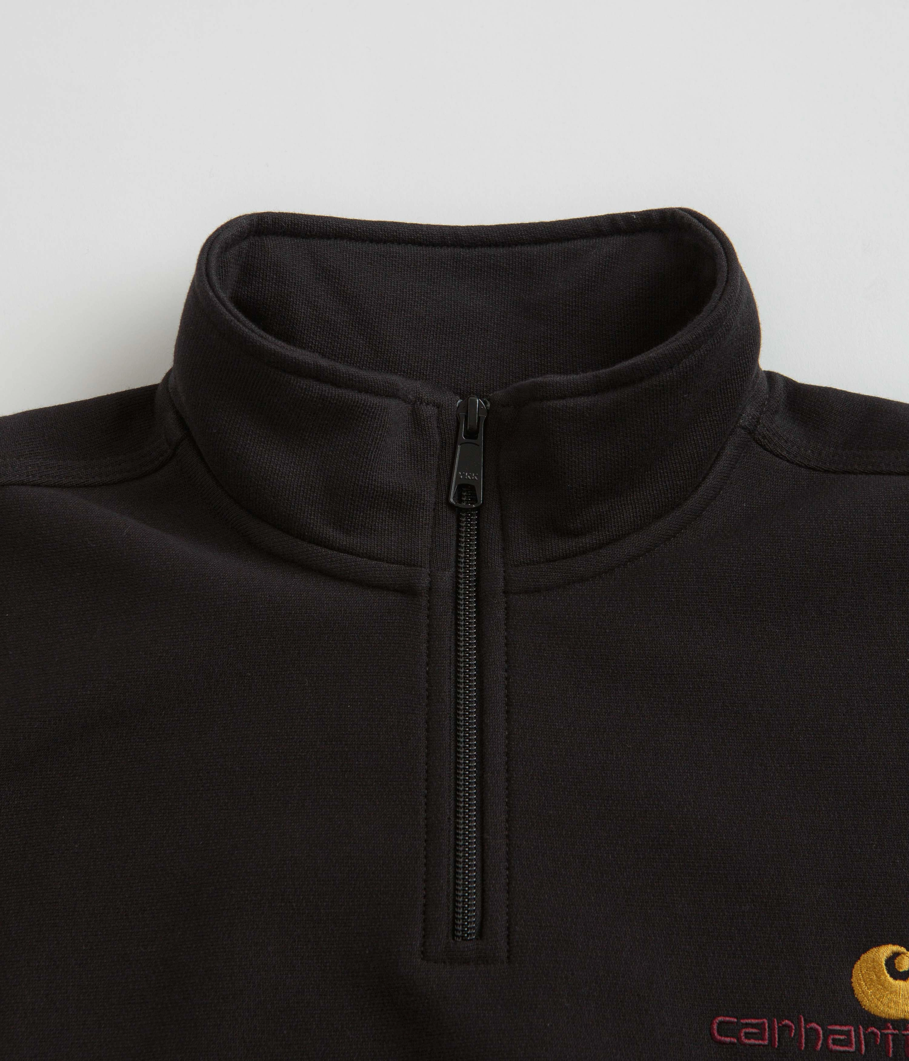 Carhartt Half Zip American Script Sweatshirt - Black Perfect Comfort