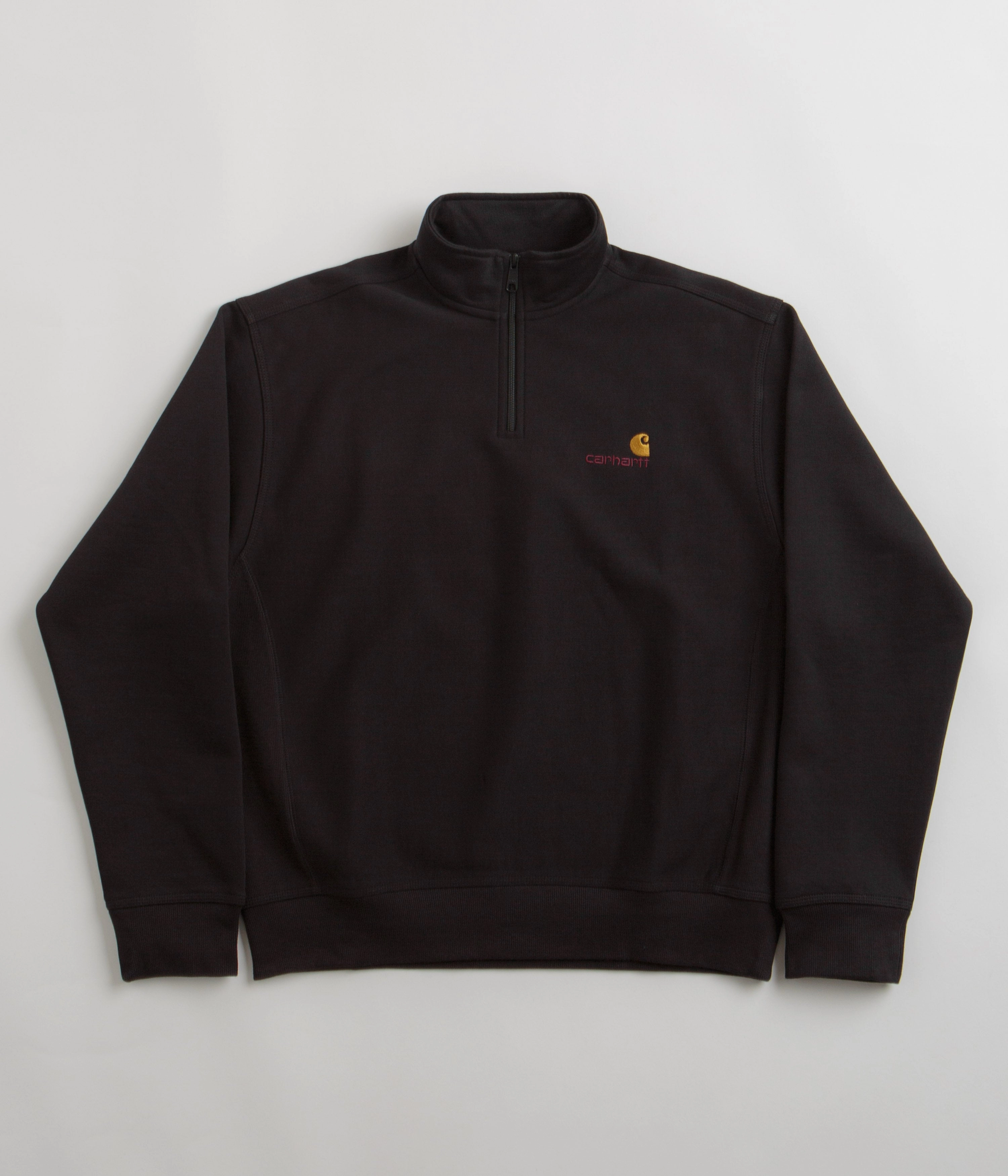 Elastic hem Carhartt Half Zip American Script Sweatshirt - Black