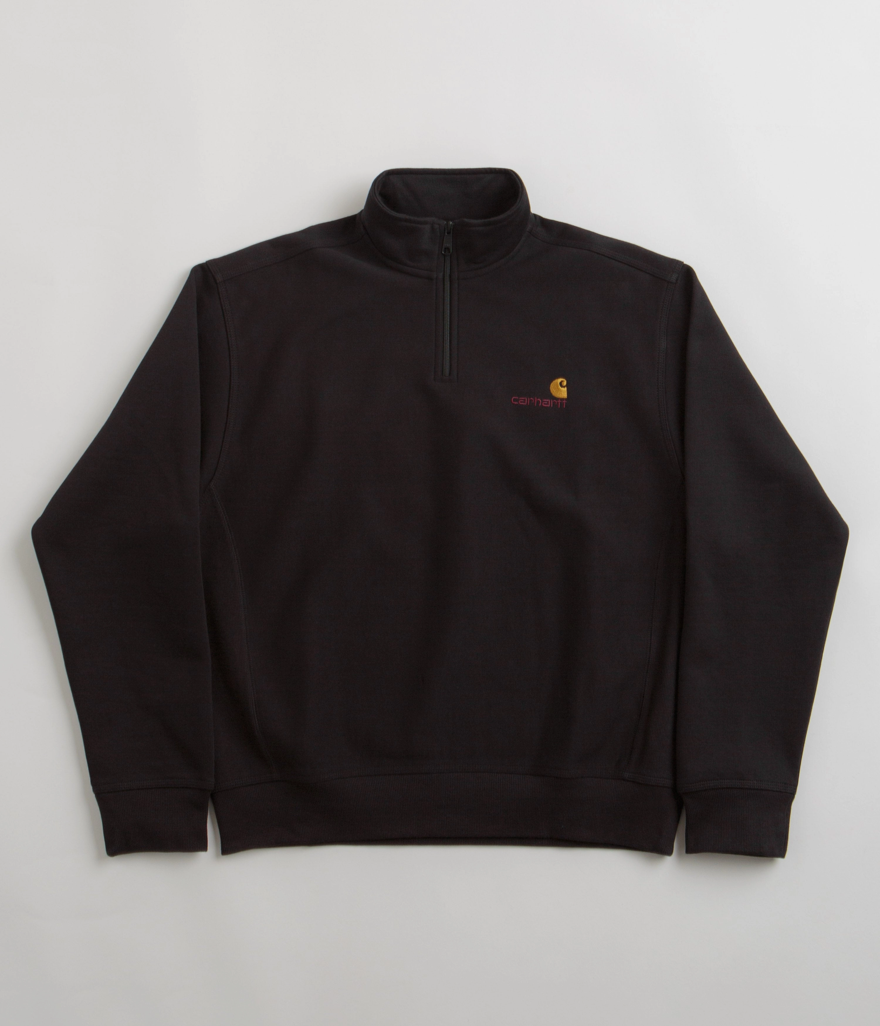 Carhartt Half Zip American Script Sweatshirt - Black All Day Comfort Fit