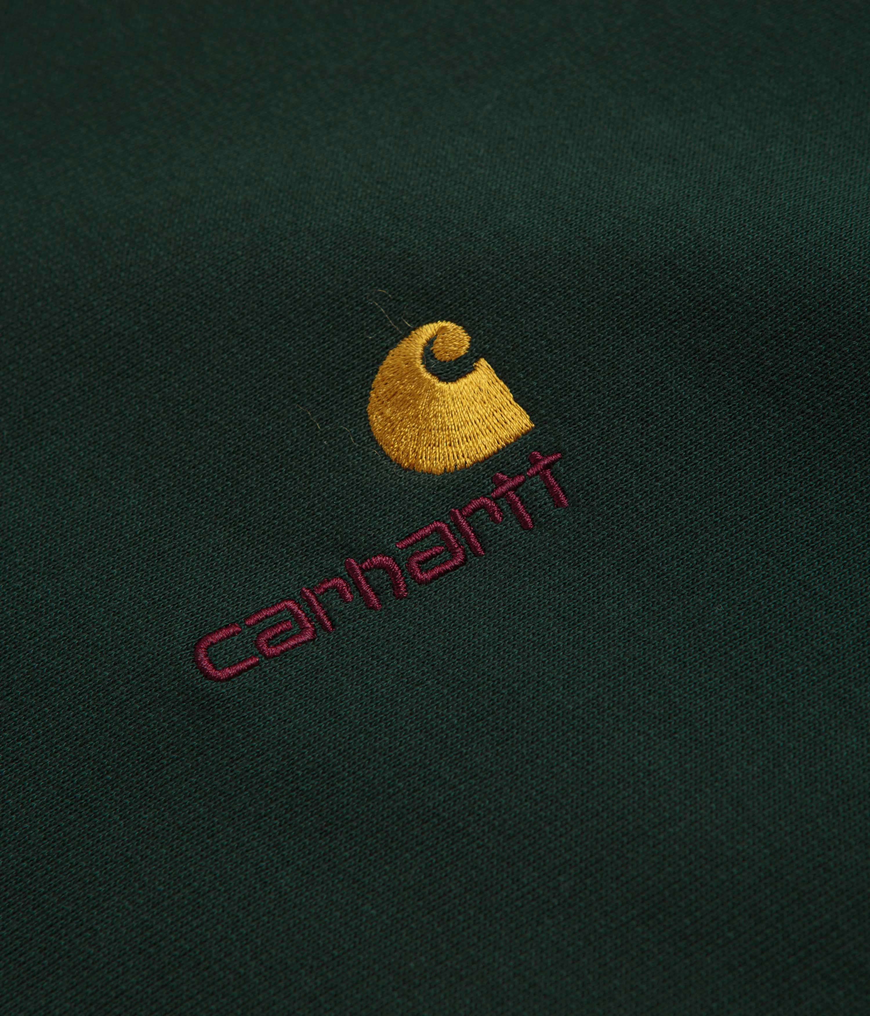 Carhartt Half Zip American Script Sweatshirt - Conifer Comfort Knitwear Comfy Trend