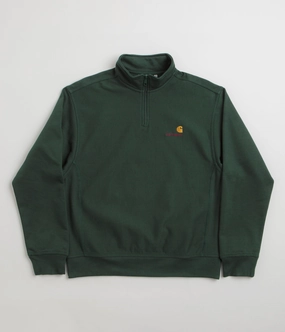 Chic Design Carhartt Half Zip American Script Sweatshirt - Conifer