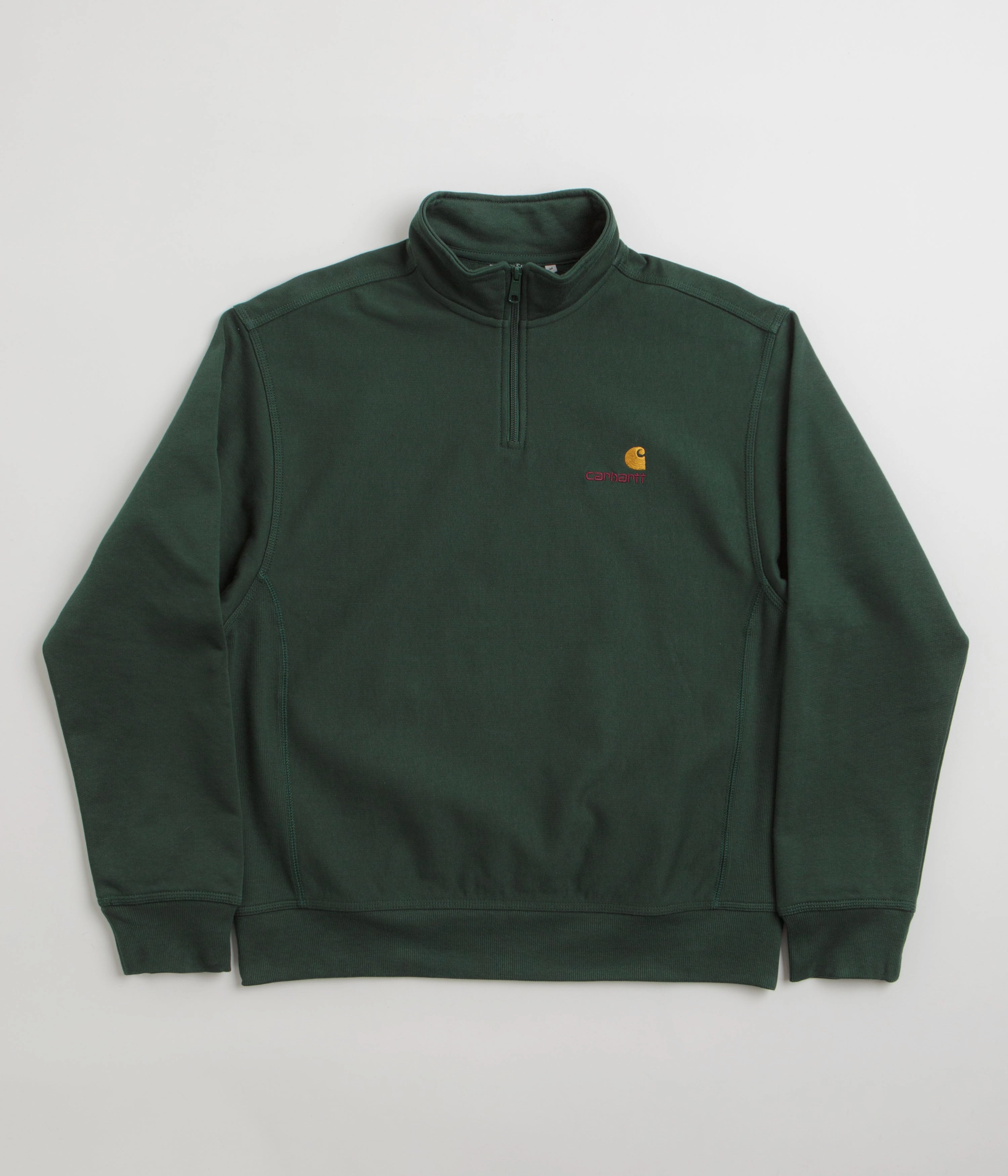 Chic Design Carhartt Half Zip American Script Sweatshirt - Conifer