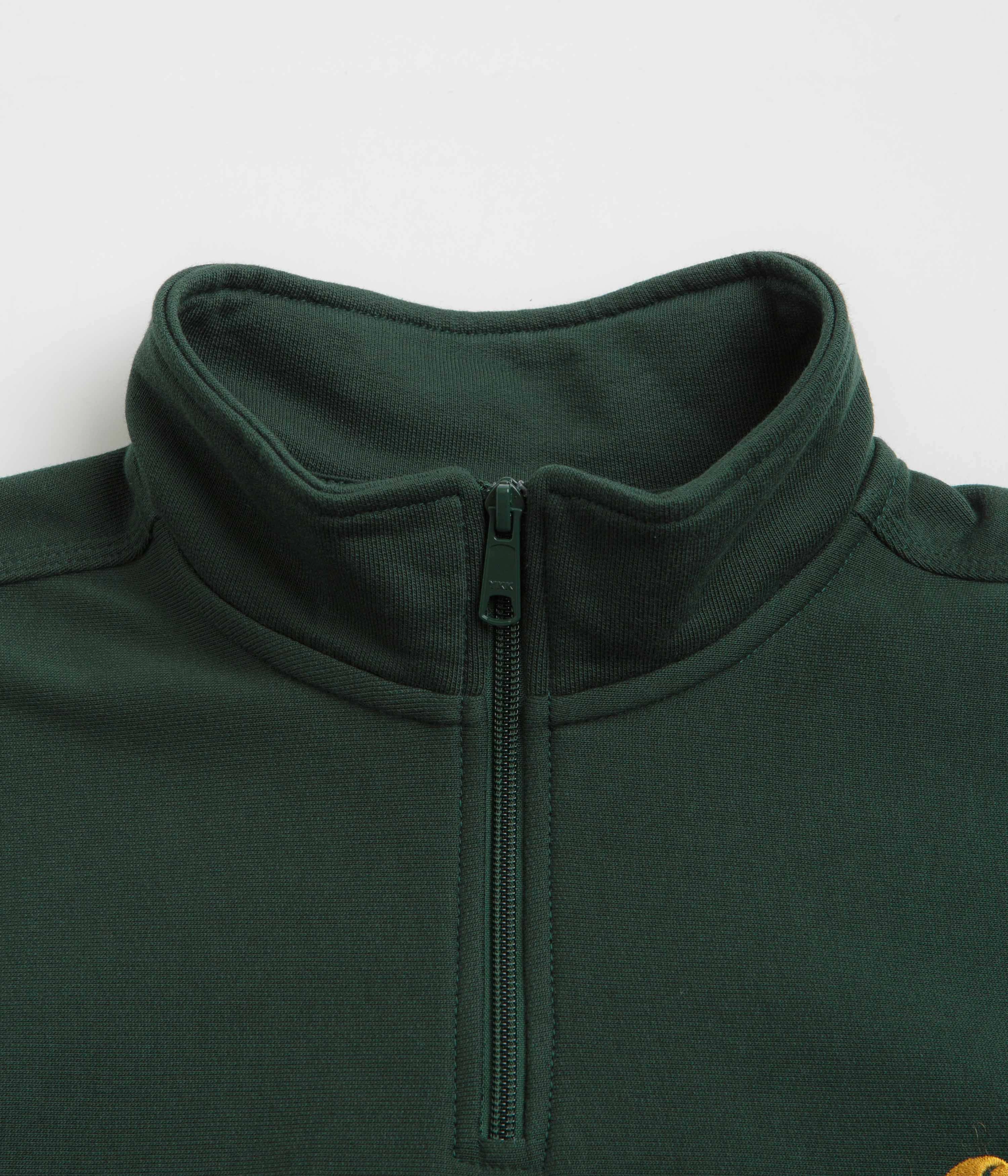 Fray Resistant Edges All-Weather Comfort Carhartt Half Zip American Script Sweatshirt - Conifer