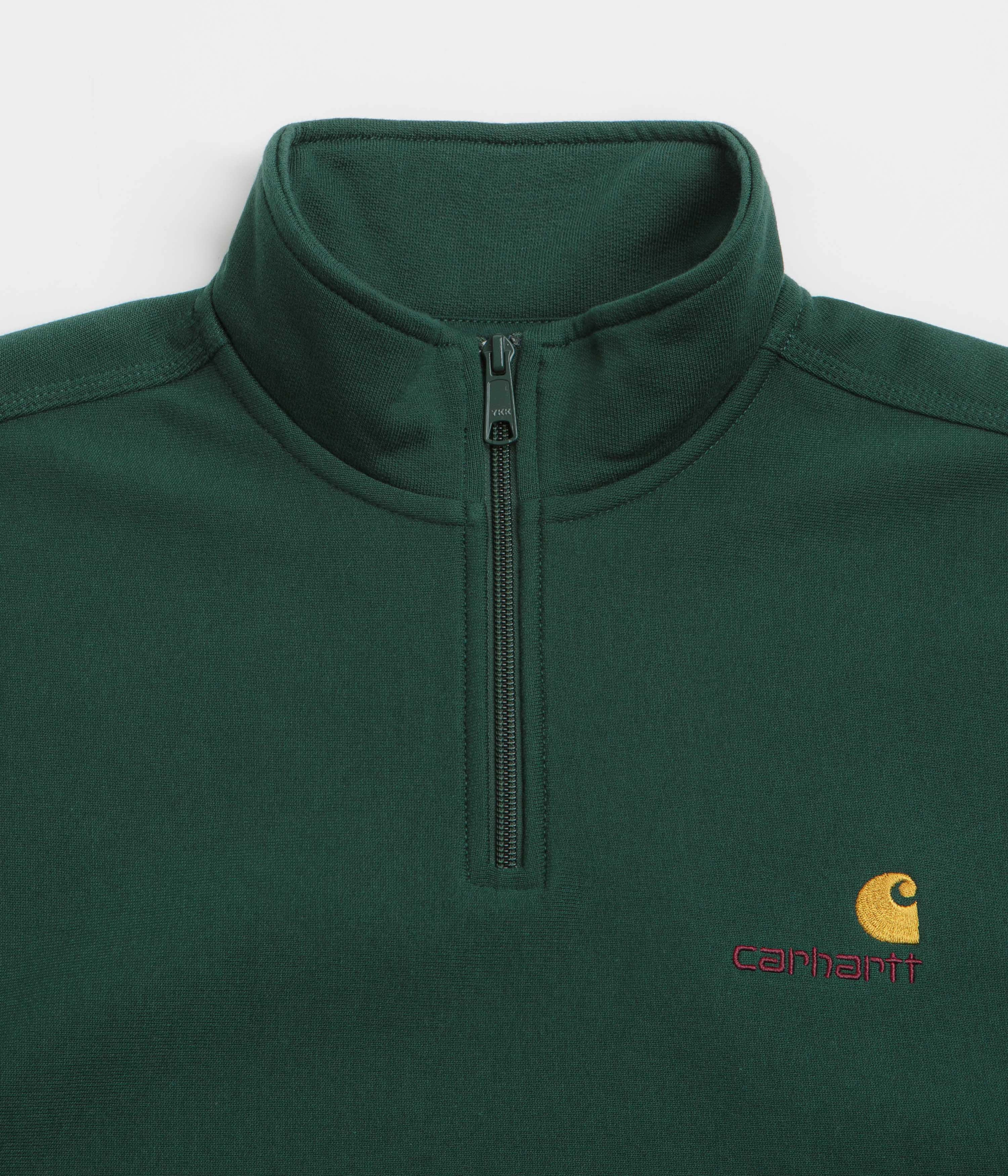 Carhartt Half Zip American Script Sweatshirt - Dark Fir Snug Layer