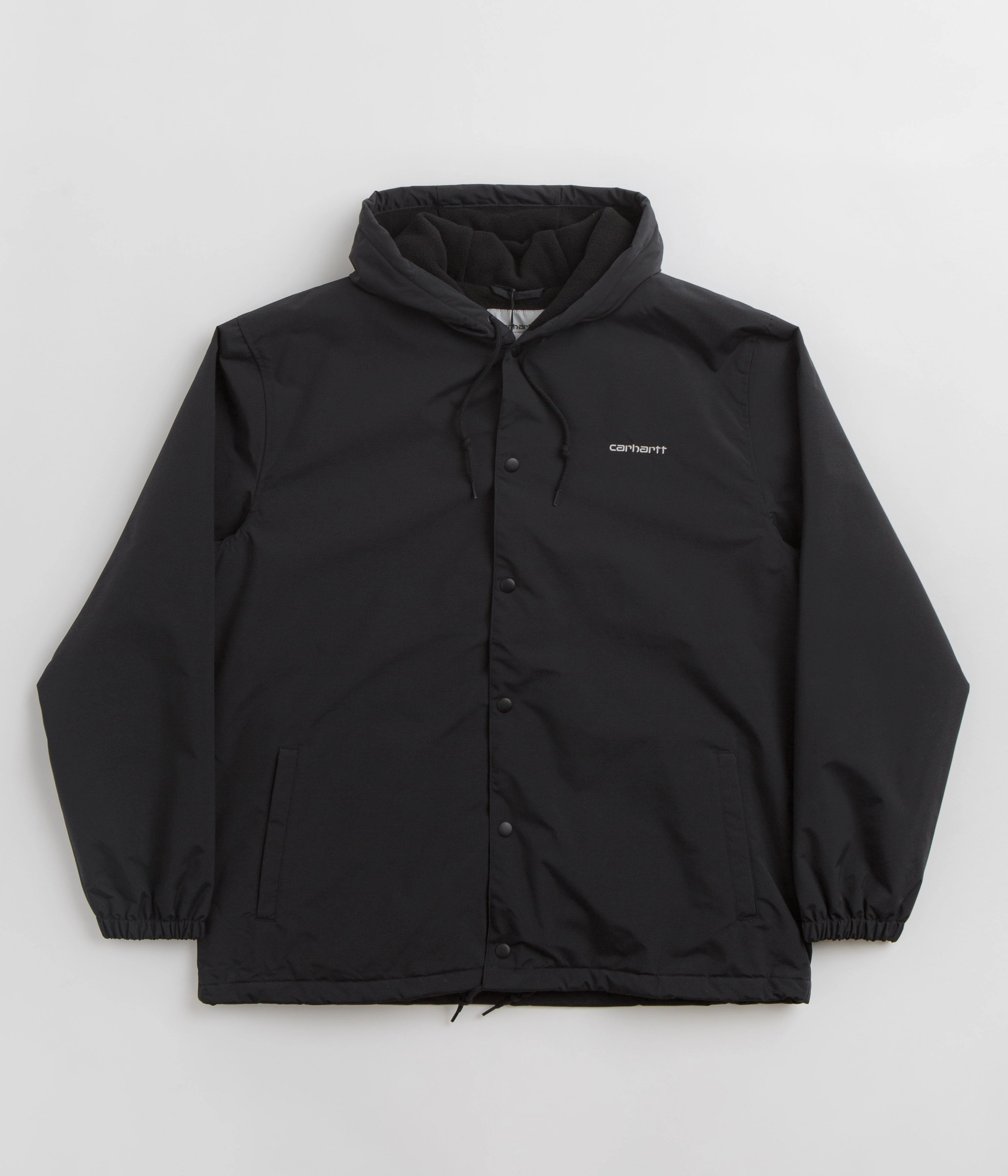 Carhartt Hooded Coach Jacket - Black / White Subtle Fashion Fit