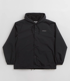Carhartt Hooded Coach Jacket - Black / White Subtle Fashion Fit