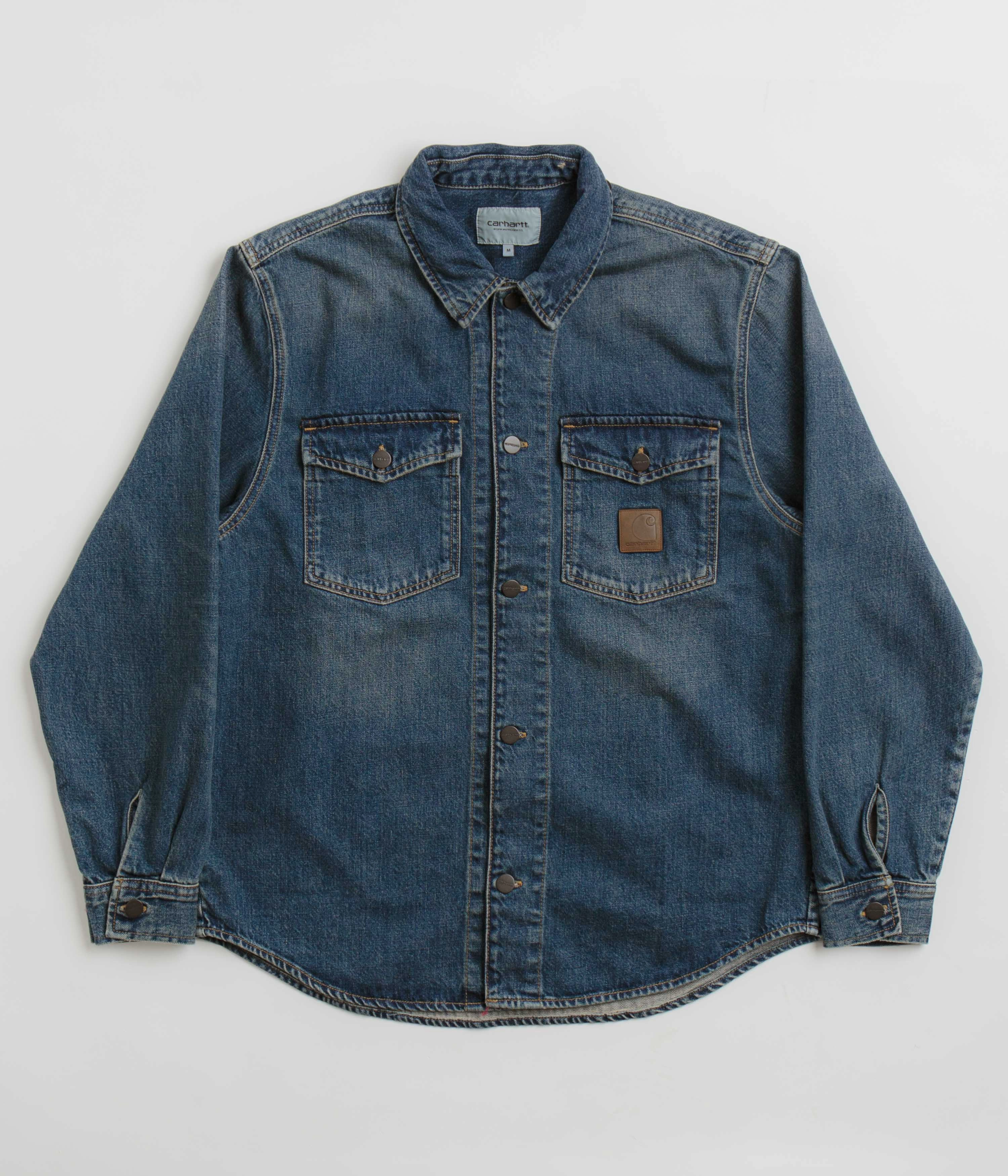 Cuffs Adjust Carhartt Lincoln Shirt Jacket - Blue Worn Used Wash
