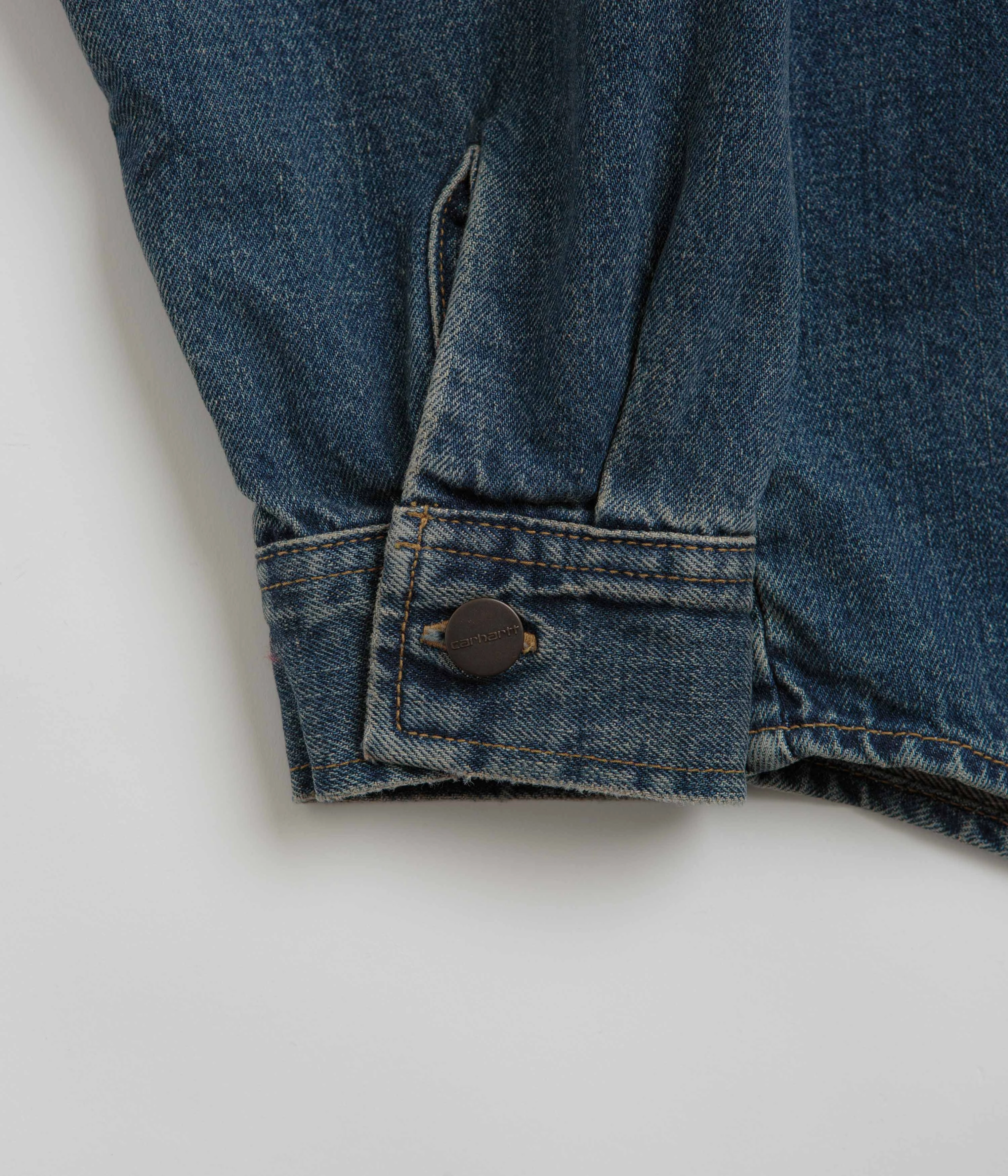 All Weather Performance Carhartt Lincoln Shirt Jacket - Blue Worn Used Wash