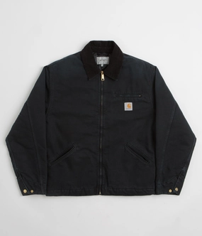 Top Guard Soft Fleece Interior Carhartt OG Detroit Jacket - Black / Black Stone Canvas