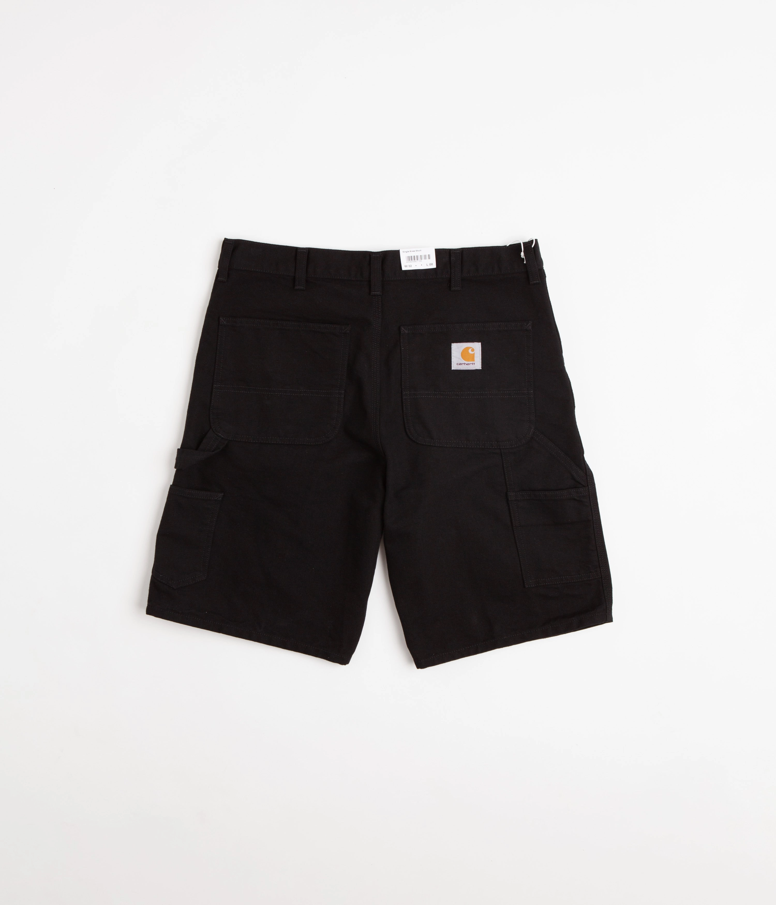 Carhartt Single Knee Shorts - Black Rinsed Ultra Soft Lining Sporty Performance