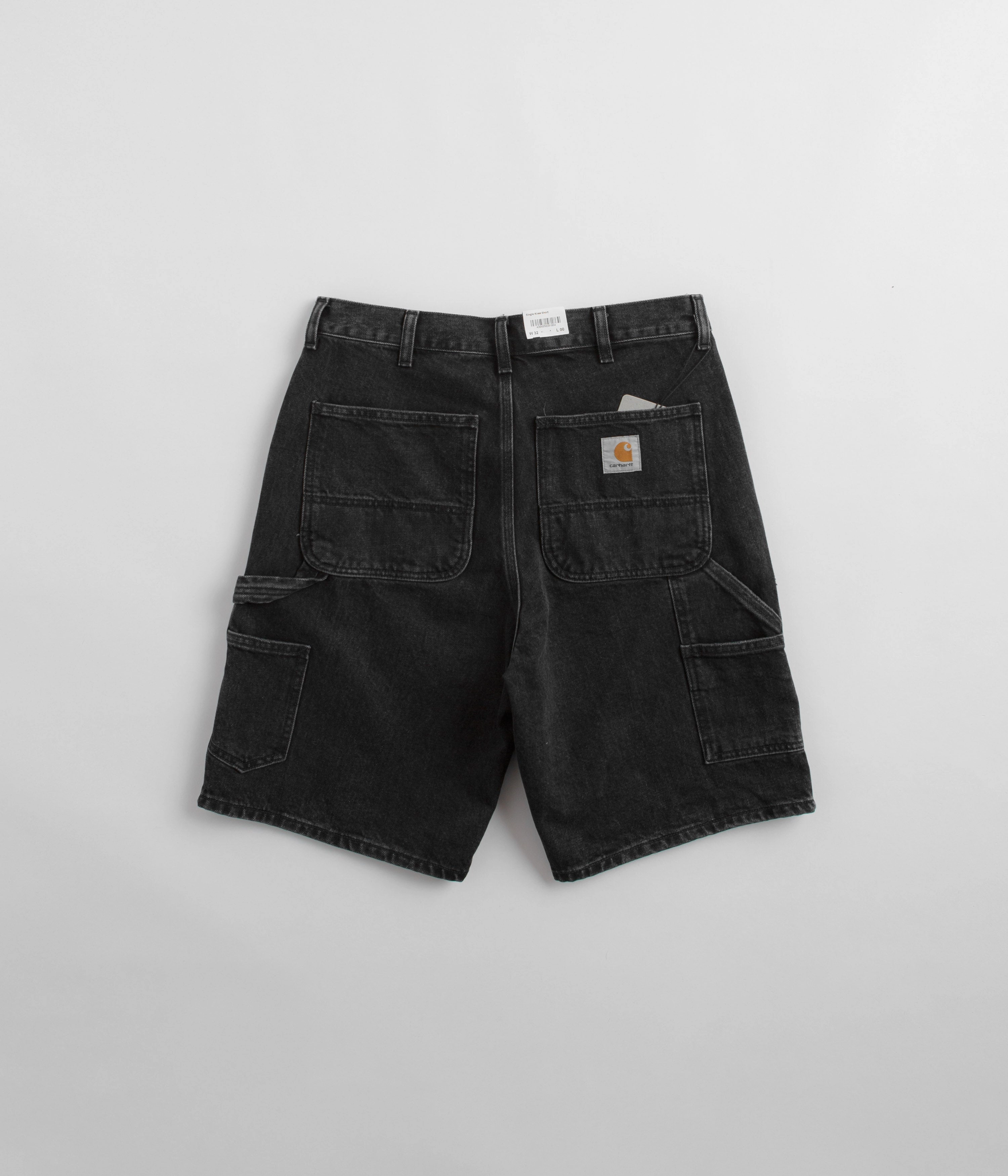 Carhartt Single Knee Shorts - Black Stone Washed stretchy fabric Tennis shorts