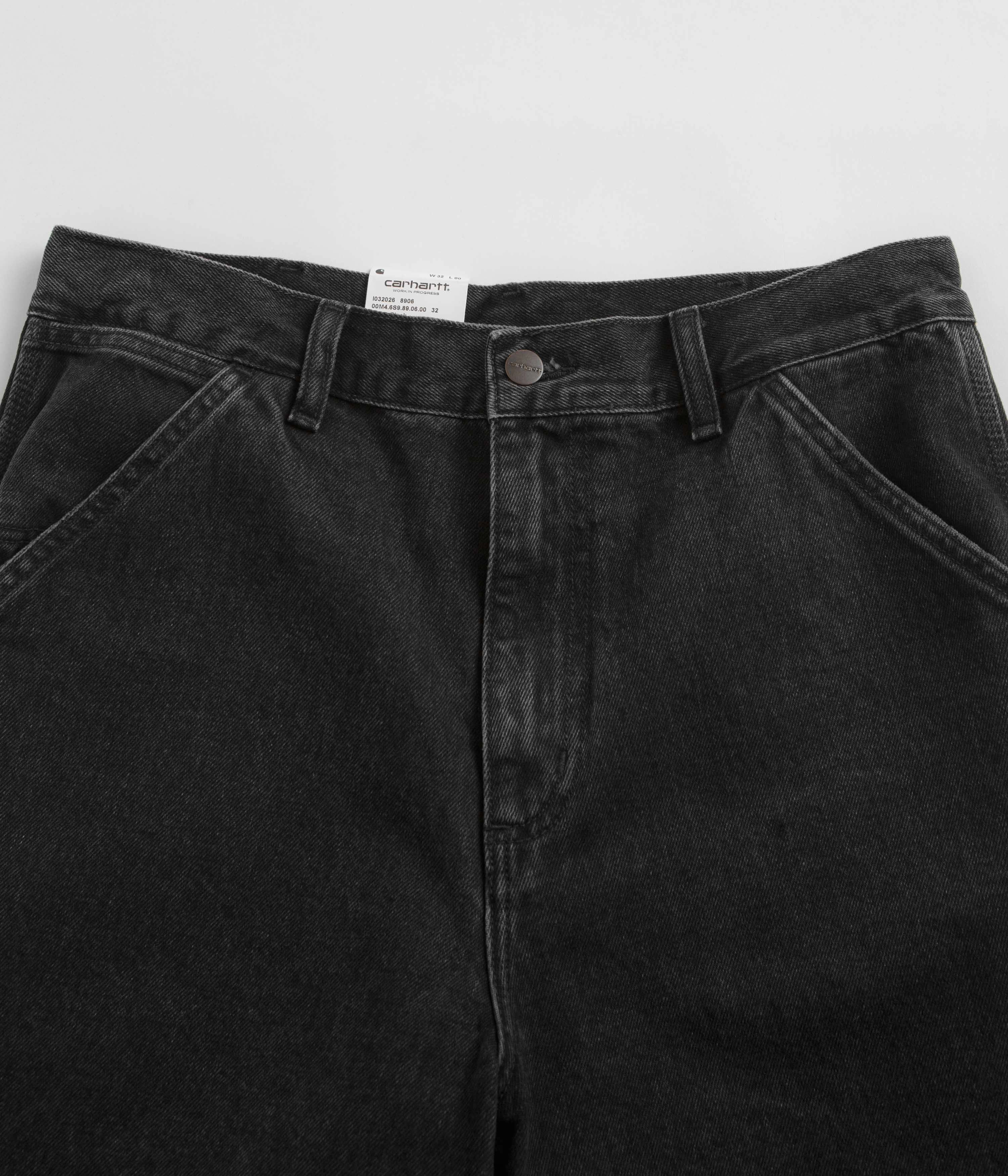 Slim Motion Fit Carhartt Single Knee Shorts - Black Stone Washed