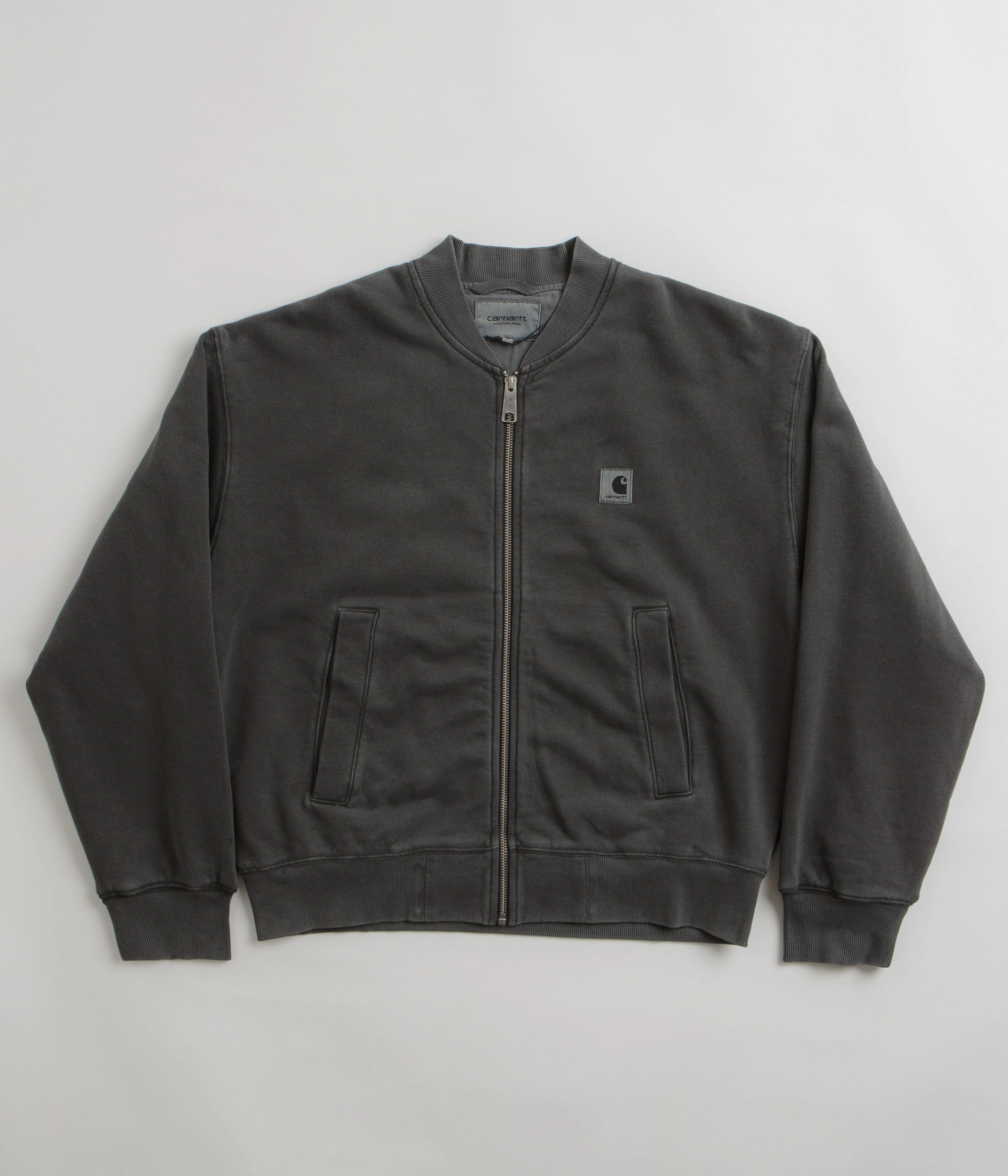 Touchscreen Compatible Cuffs Carhartt Womens Nelson Sweat Bomber Jacket - Charcoal