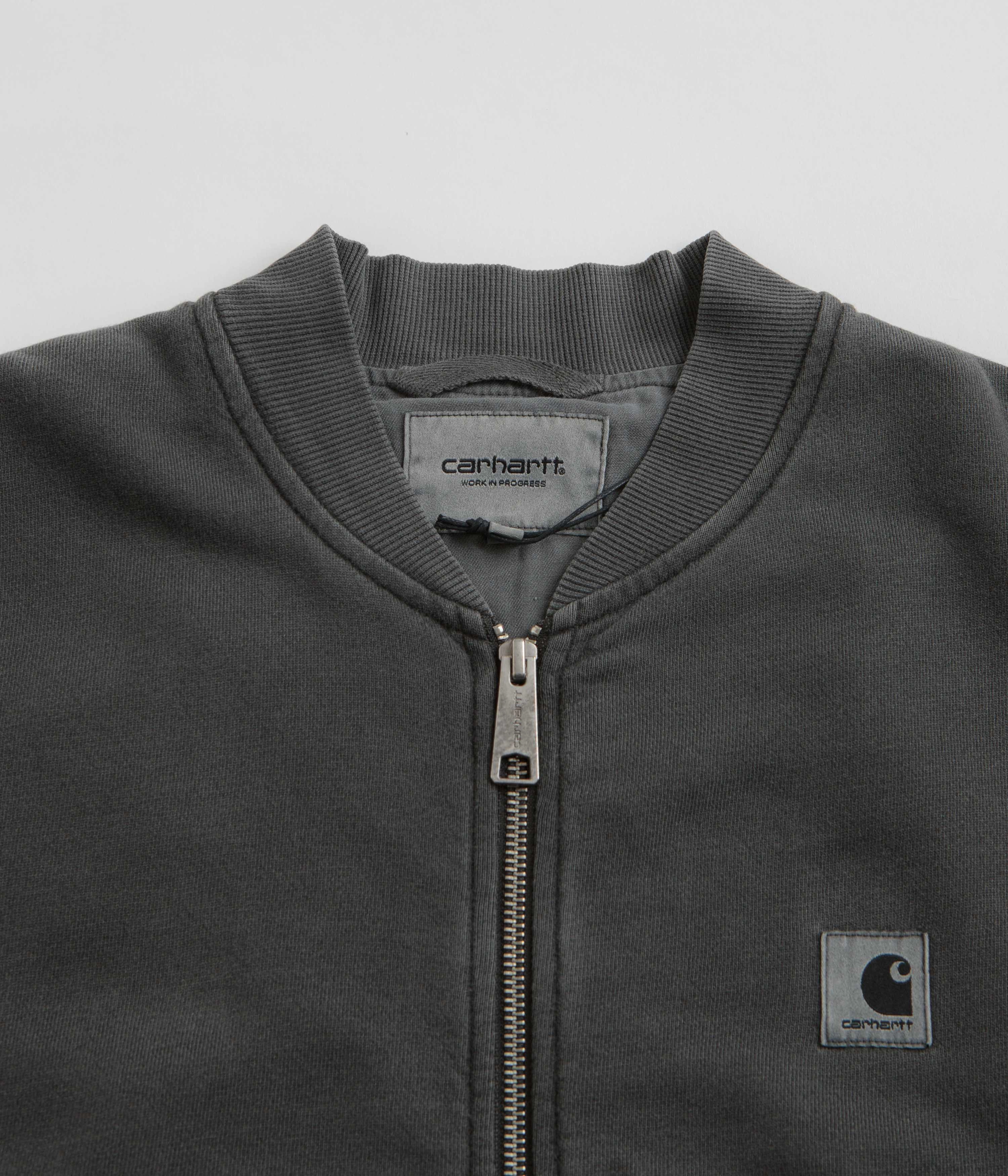 Thermal Retention Layer Carhartt Womens Nelson Sweat Bomber Jacket - Charcoal