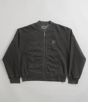 Touchscreen Compatible Cuffs Carhartt Womens Nelson Sweat Bomber Jacket - Charcoal