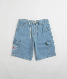 Weekend Outing Comfy Active Wear Cash Only Athletics Denim Shorts - Washed Indigo
