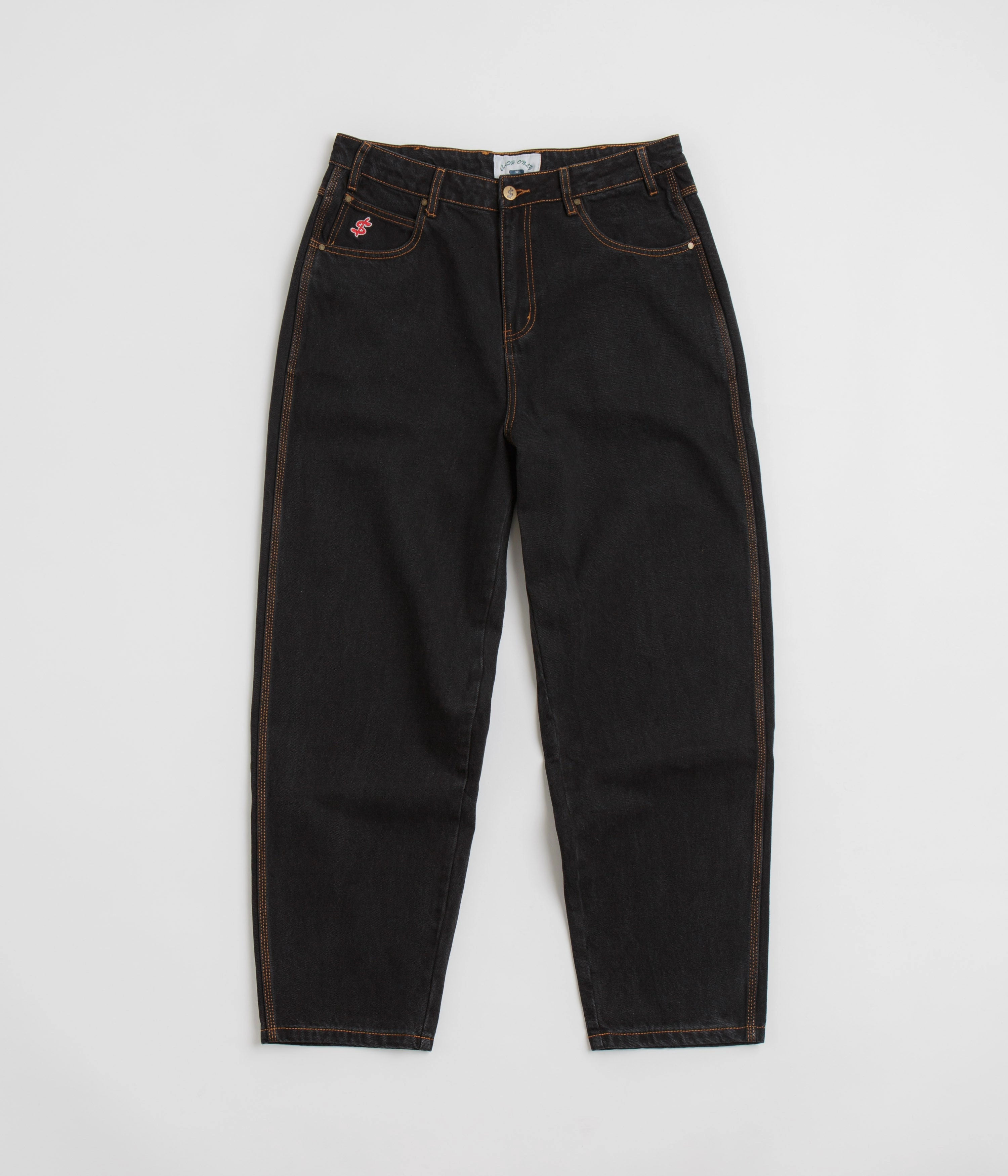 Soft Wear Cash Only Logo Baggy Jeans - Washed Black / Black