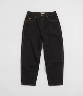 Soft Wear Cash Only Logo Baggy Jeans - Washed Black / Black